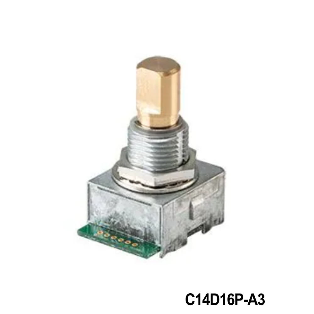 Same Sky C14D16P-A3 Encoders INCR ENC, S, POP, 16 PPR 16 DET, 5 Vdc, A/B, 2-bit, SW, 6.35 mm D-shaft, holes