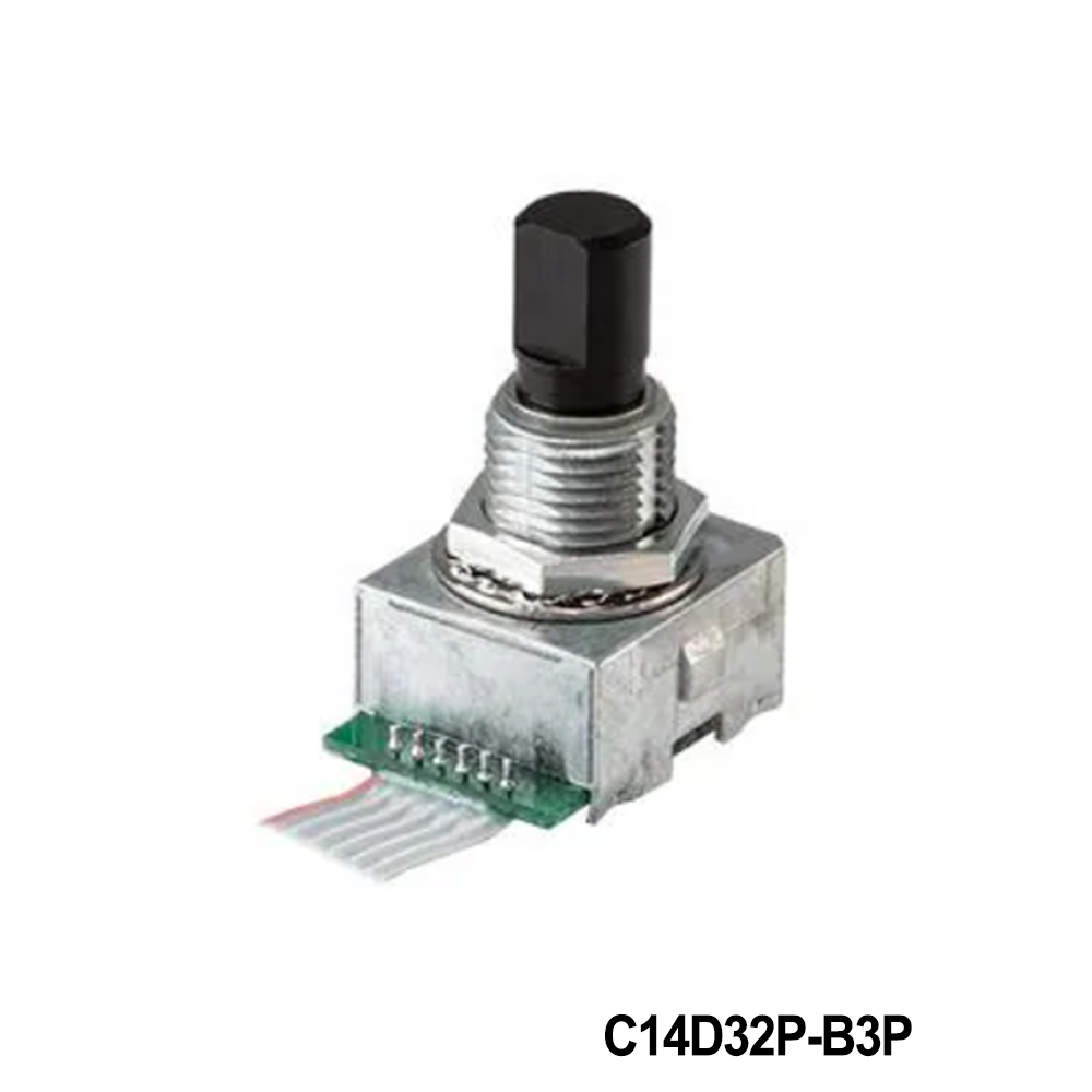 Same Sky C14D32P-B3P Encoders INCR ENC, S, POP, 32 PPR 32 DET, 5 Vdc, A/B, 2-bit, SW, 6.35 mm D-shaft with plastic actuator, cable