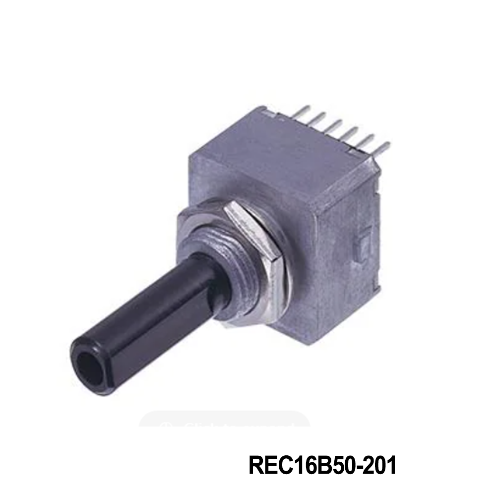 Nidec Components REC16B50-201 Encoders 50 P/R resolution, manual optical, square wave, 16mm square, pin header, detent feel