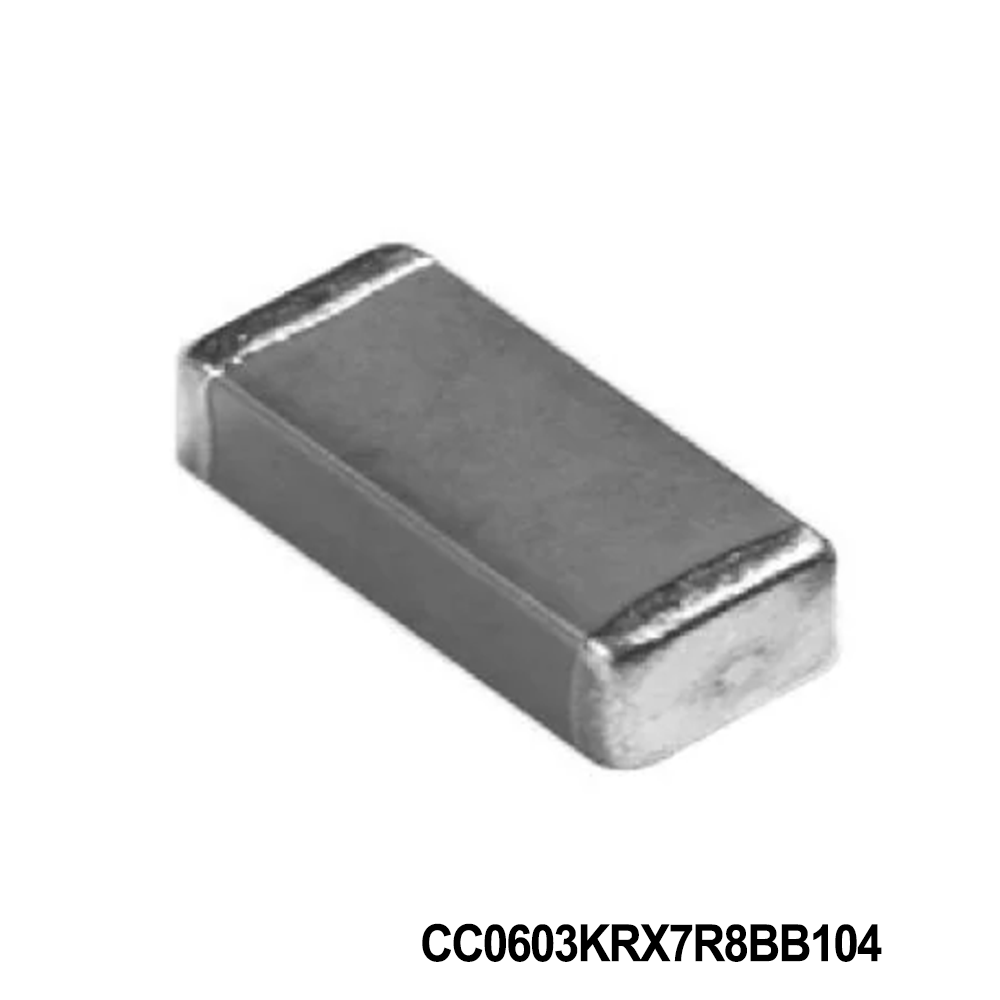 YAGEO CC0603KRX7R8BB104 Multilayer Ceramic Capacitors MLCC - SMD/SMT 25 V 0.1uF X7R 0603 10%