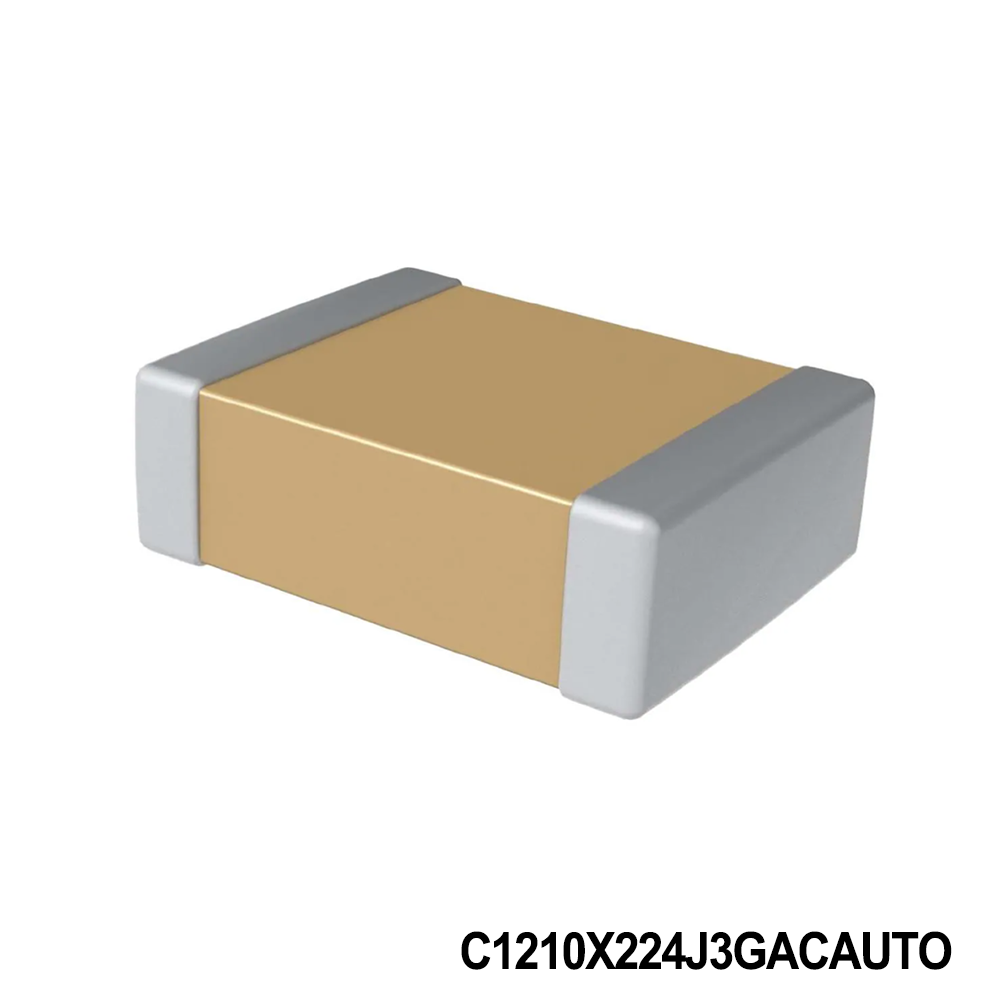 KEMET C1210X224J3GACAUTO Multilayer Ceramic Capacitors MLCC - SMD/SMT 25V 0.22uF C0G 1210 5% Flex AEC-Q200
