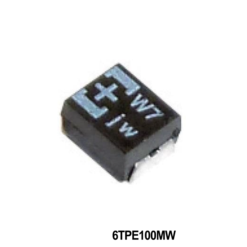 Panasonic Industry 6TPE100MW Tantalum Capacitors - Polymer 6.3VDC 100uF 20% ESR 40mOhm
