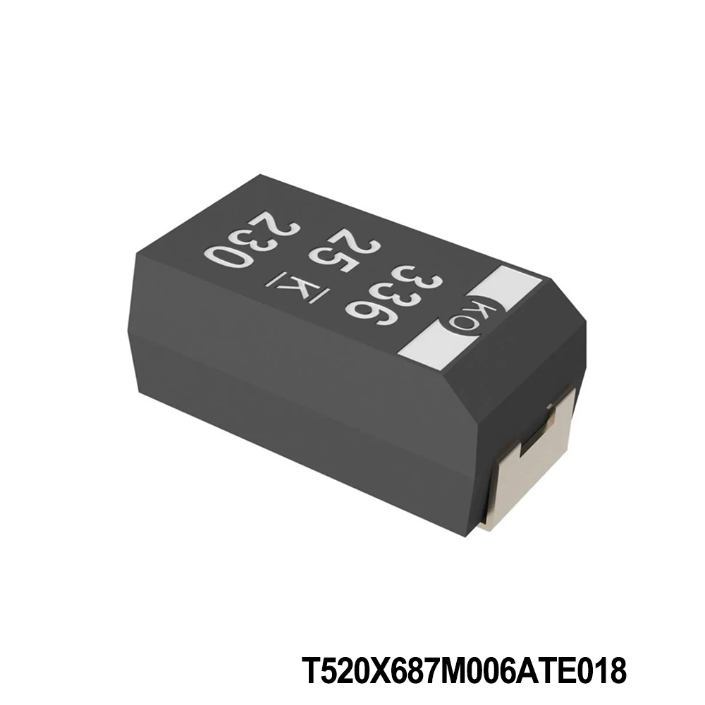 KEMET T520X687M006ATE018 Tantalum Capacitors - Polymer 6.3 VDC 680uF 2917 20% ESR=18mOhm