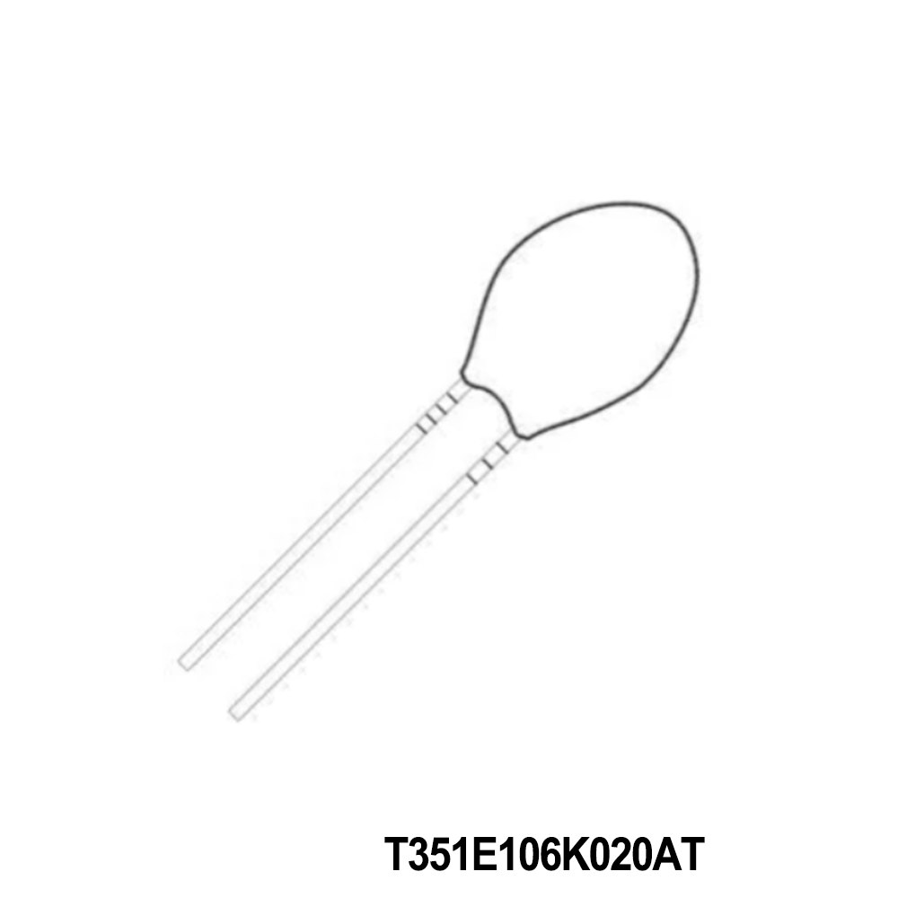 KEMET T351E106K020AT Tantalum Capacitors - Solid Leaded 20volts 10uF 10%
