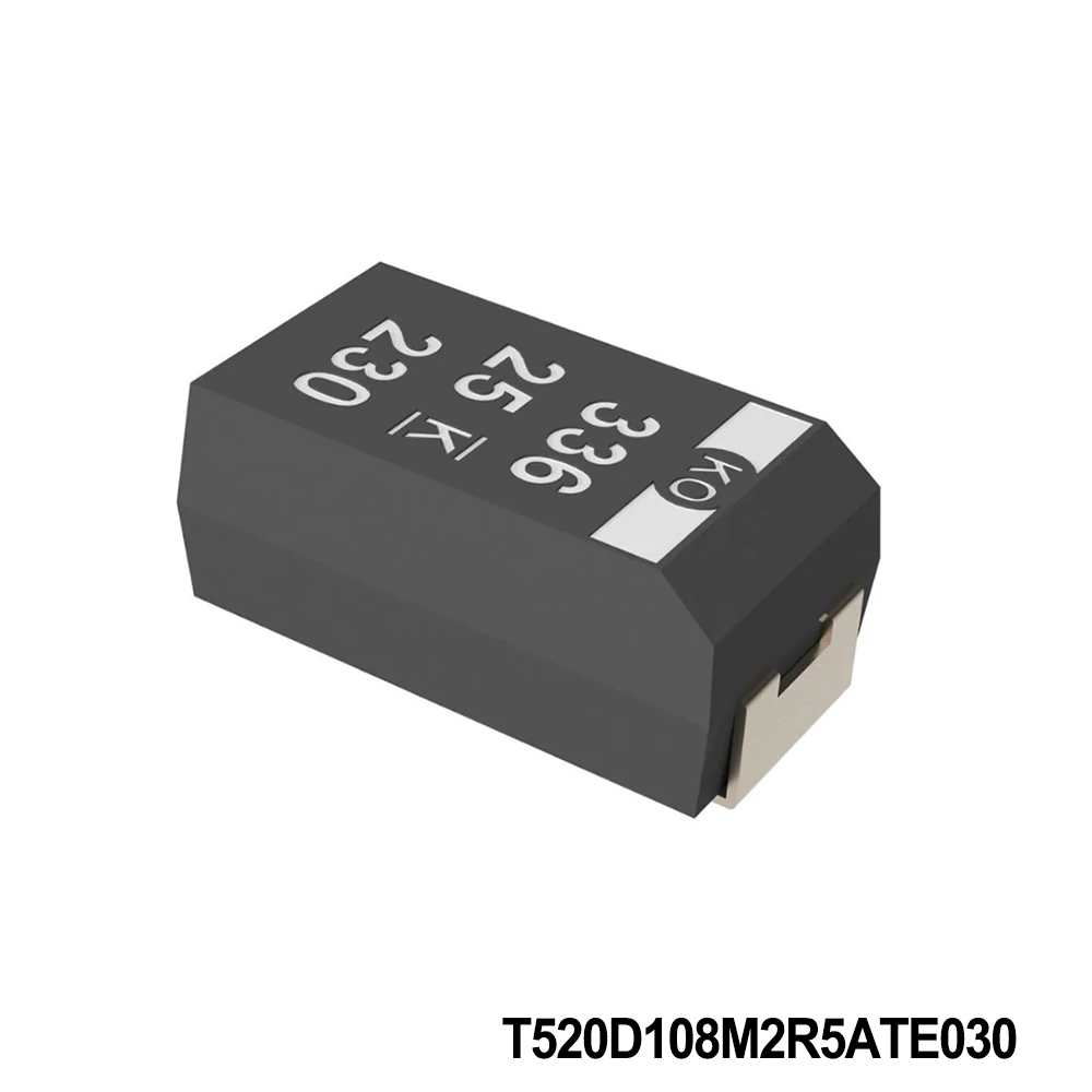 KEMET T520D108M2R5ATE030 Tantalum Capacitors - Polymer 2.5V 1000uF 2917 20% ESR=30mOhms