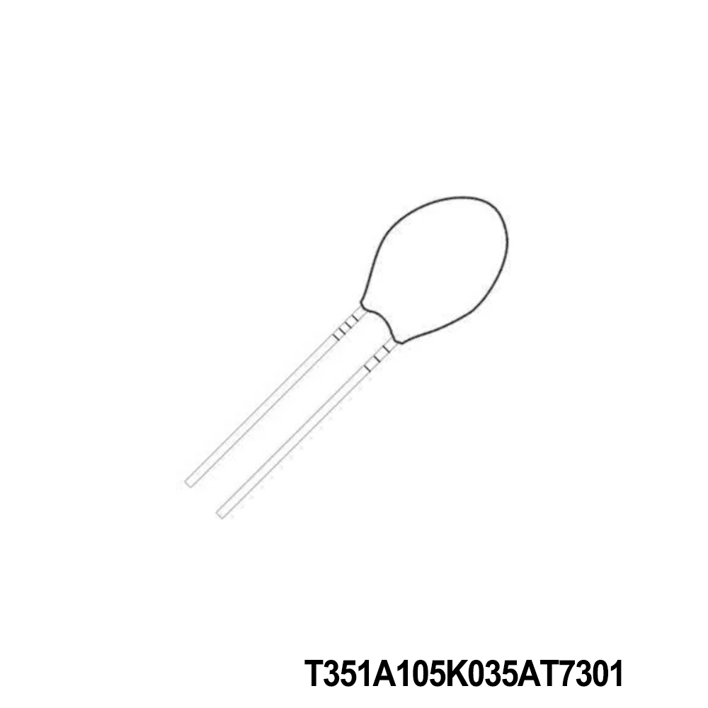 KEMET T351A105K035AT7301 Tantalum Capacitors - Solid Leaded 35V 1uF 10% LS=2.54mm