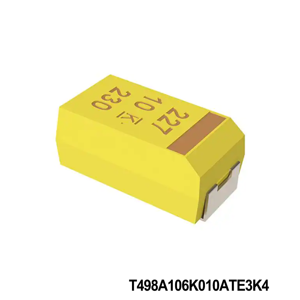 KEMET T498A106K010ATE3K4 Tantalum Capacitors - Solid SMD 10V 10uF 1206 10% ESR=3.4Ohms AECQ200