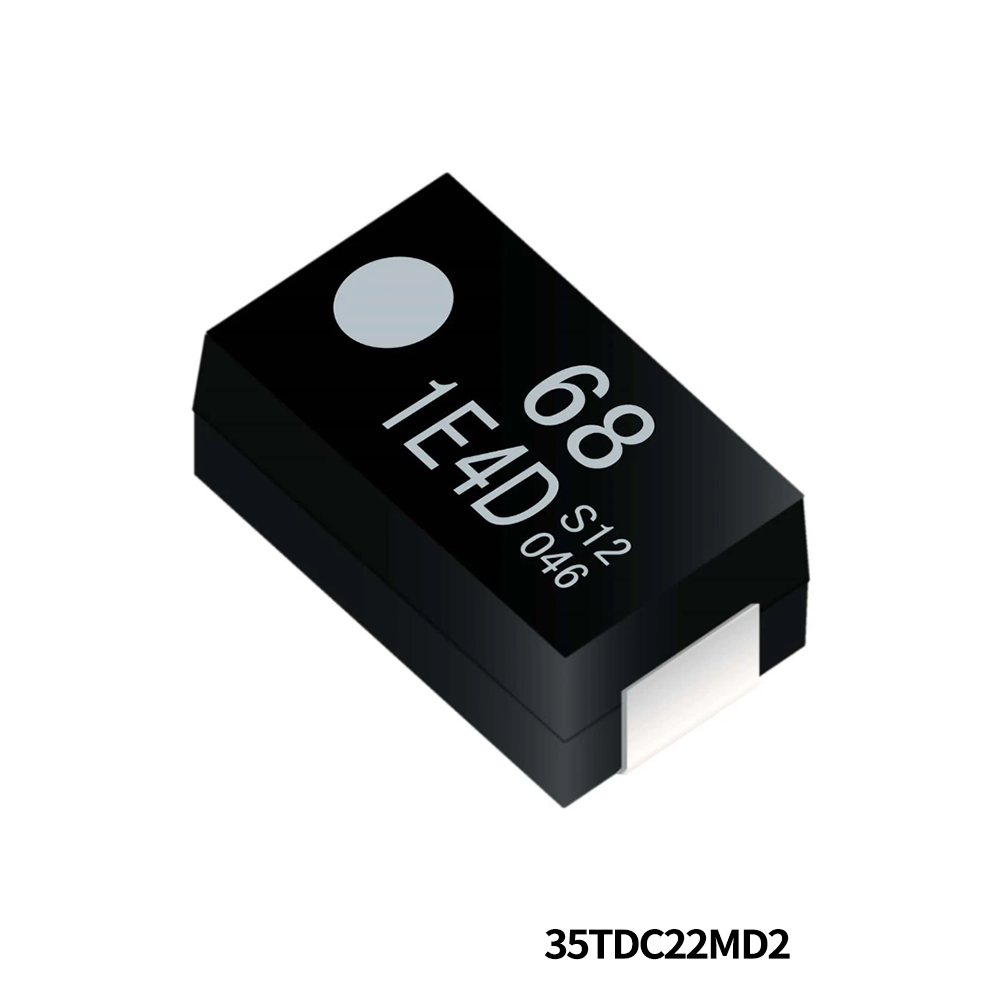 35TDC22MD2  Panasonic Industry  Tantalum Capacitors - Polymer 35 V, 22 uF, 1.2 A ripple, 20%
