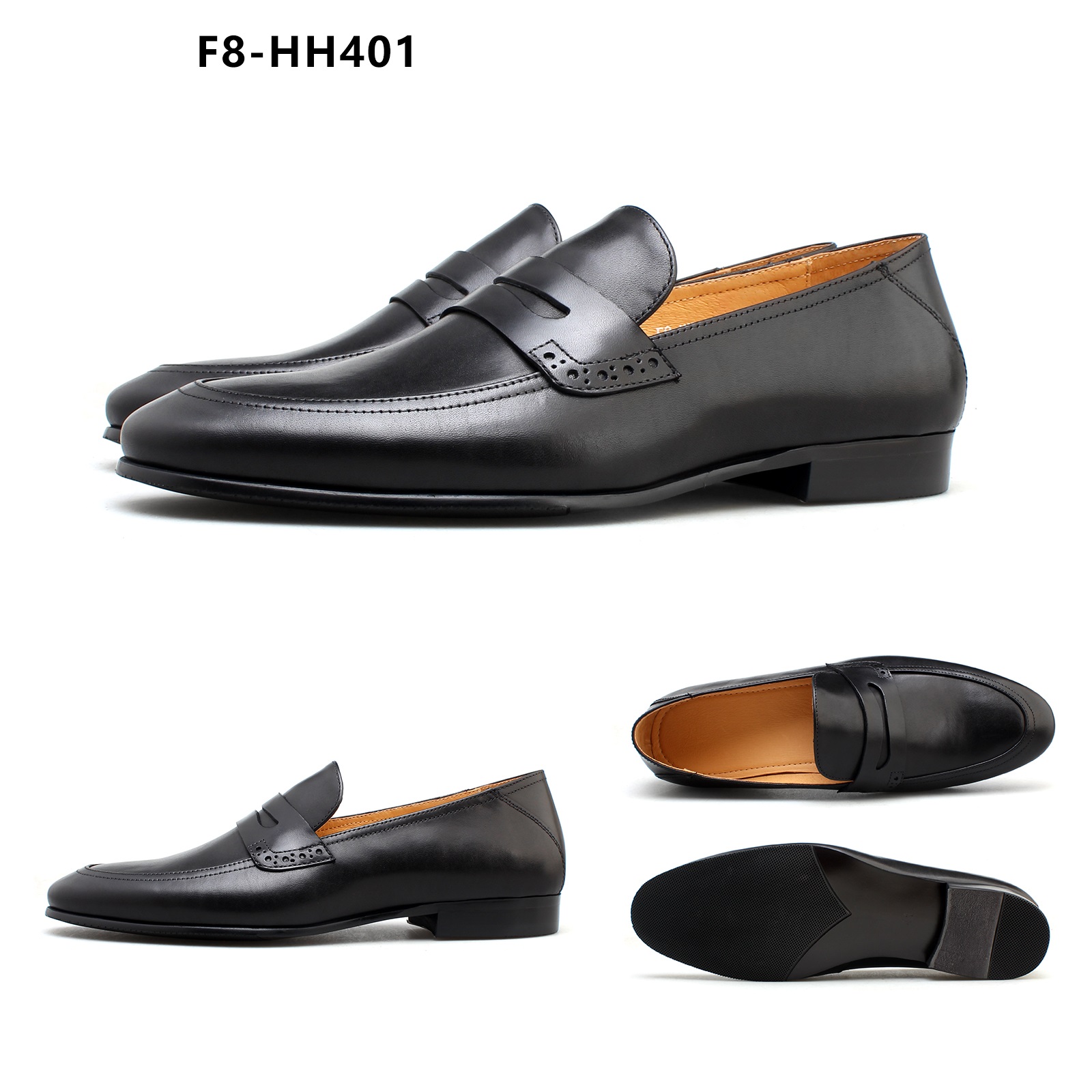 Black and brown loafers, men's casual leather shoes F8-HH401