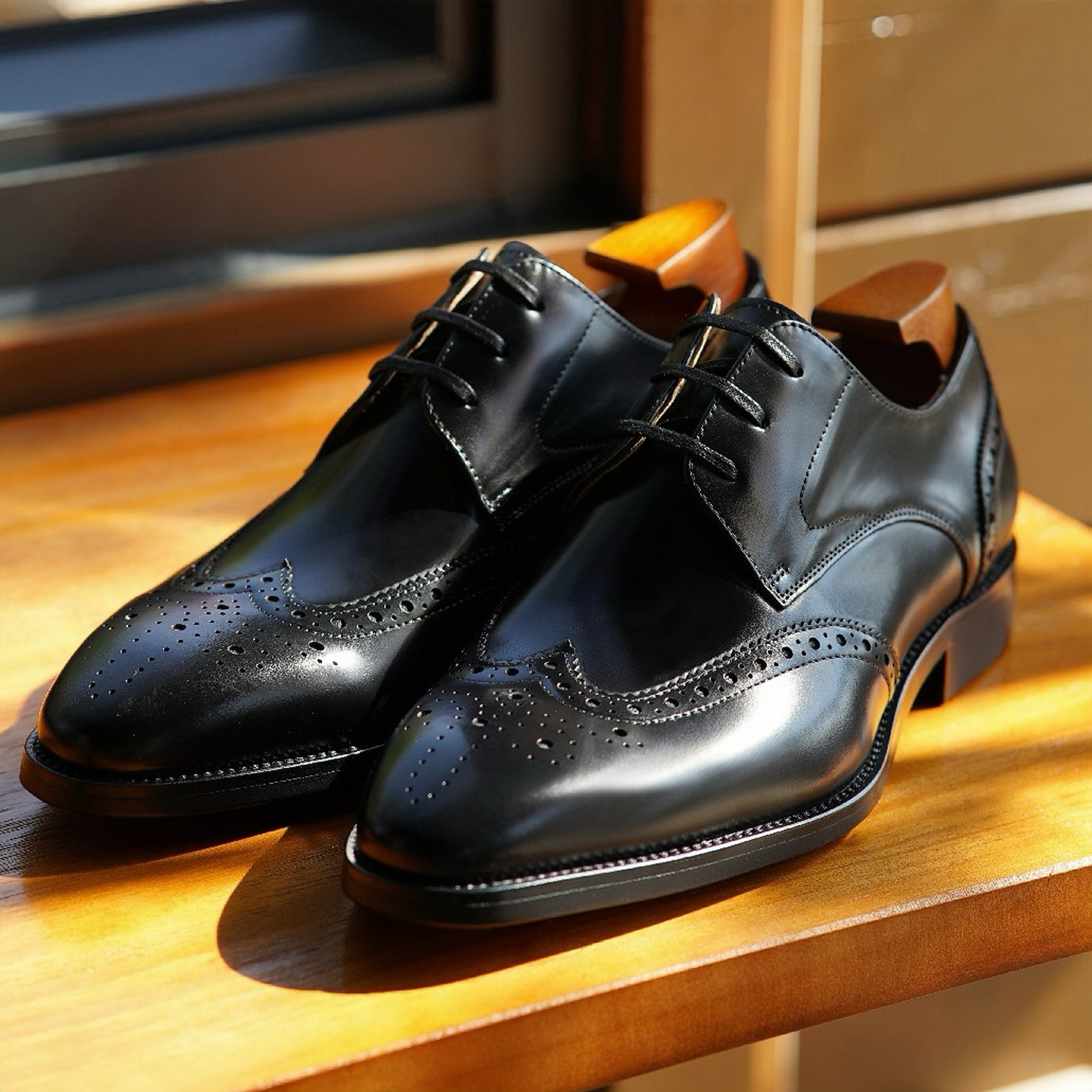 PAKERBONT Wingtip Derby Calfskin Leather Handmade Shoes F8-XH9