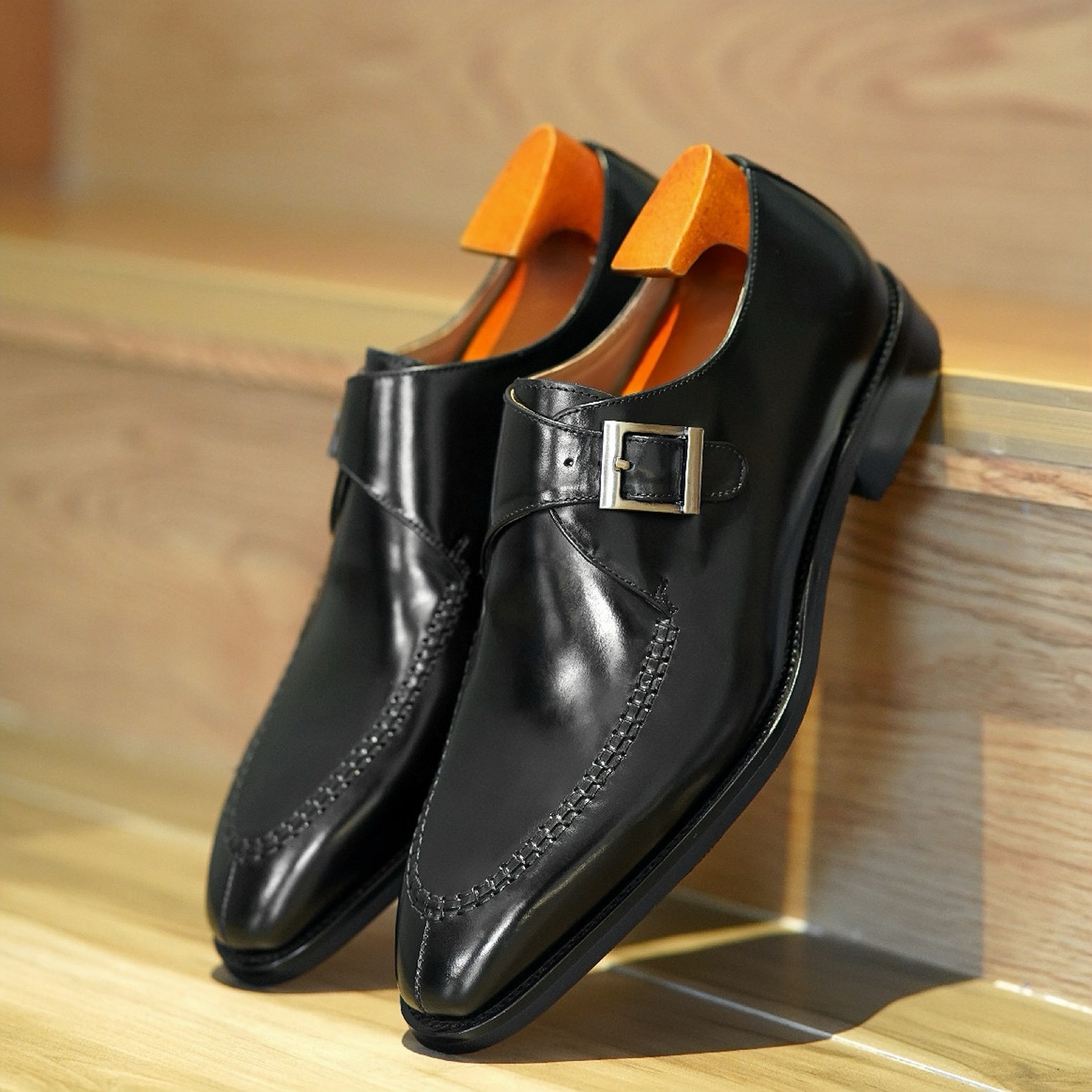 PAKERBONT Single Monk Handmade Men's Genuine Leather Wedding Shoes F8-KB10