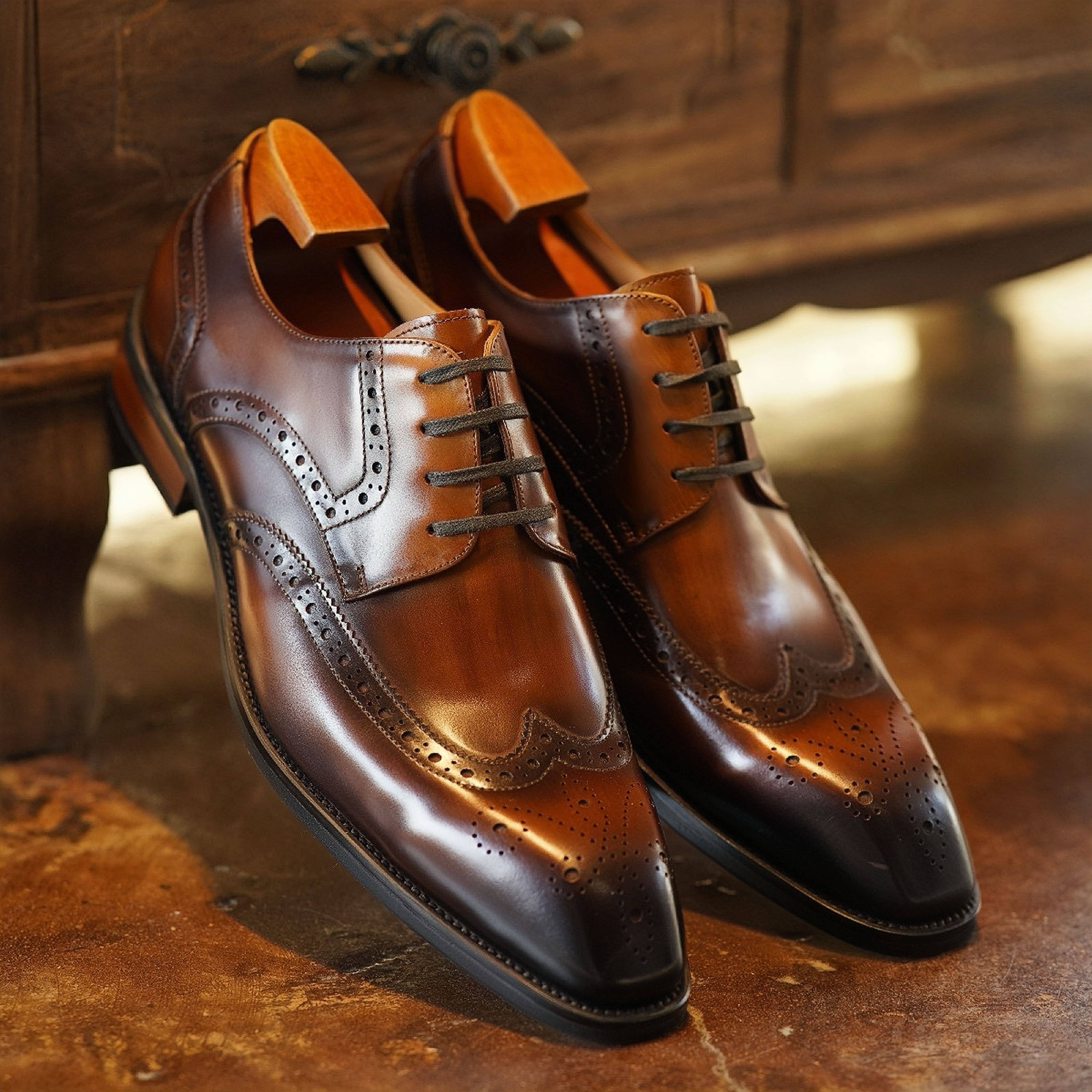 PAKERBONT Wingtip Derby Handmade Genuine Leather Shoes F64-DH25