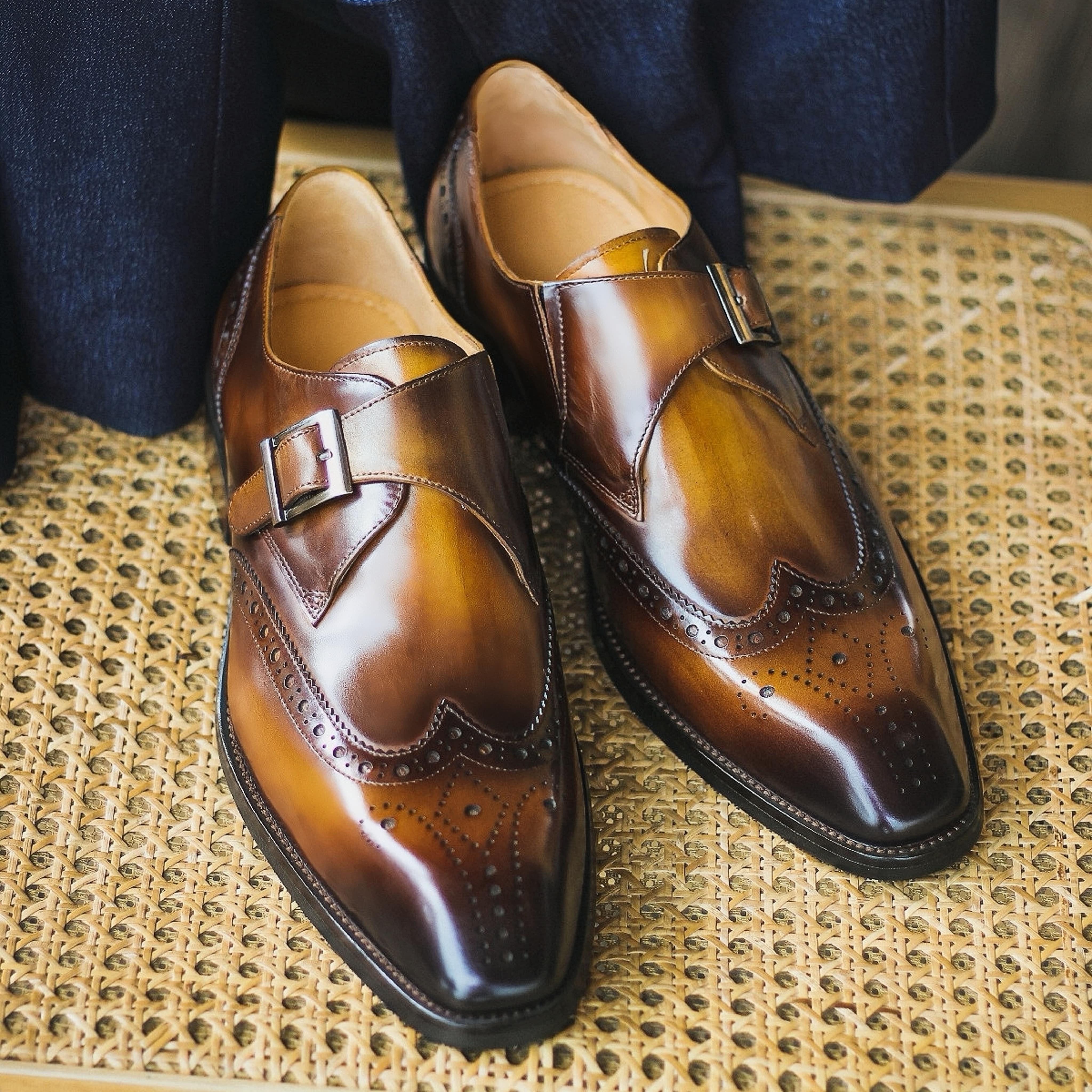 PAKERBONT Single Monkstrap Men's Genuine Leather Handmade Shoes F64-KH6