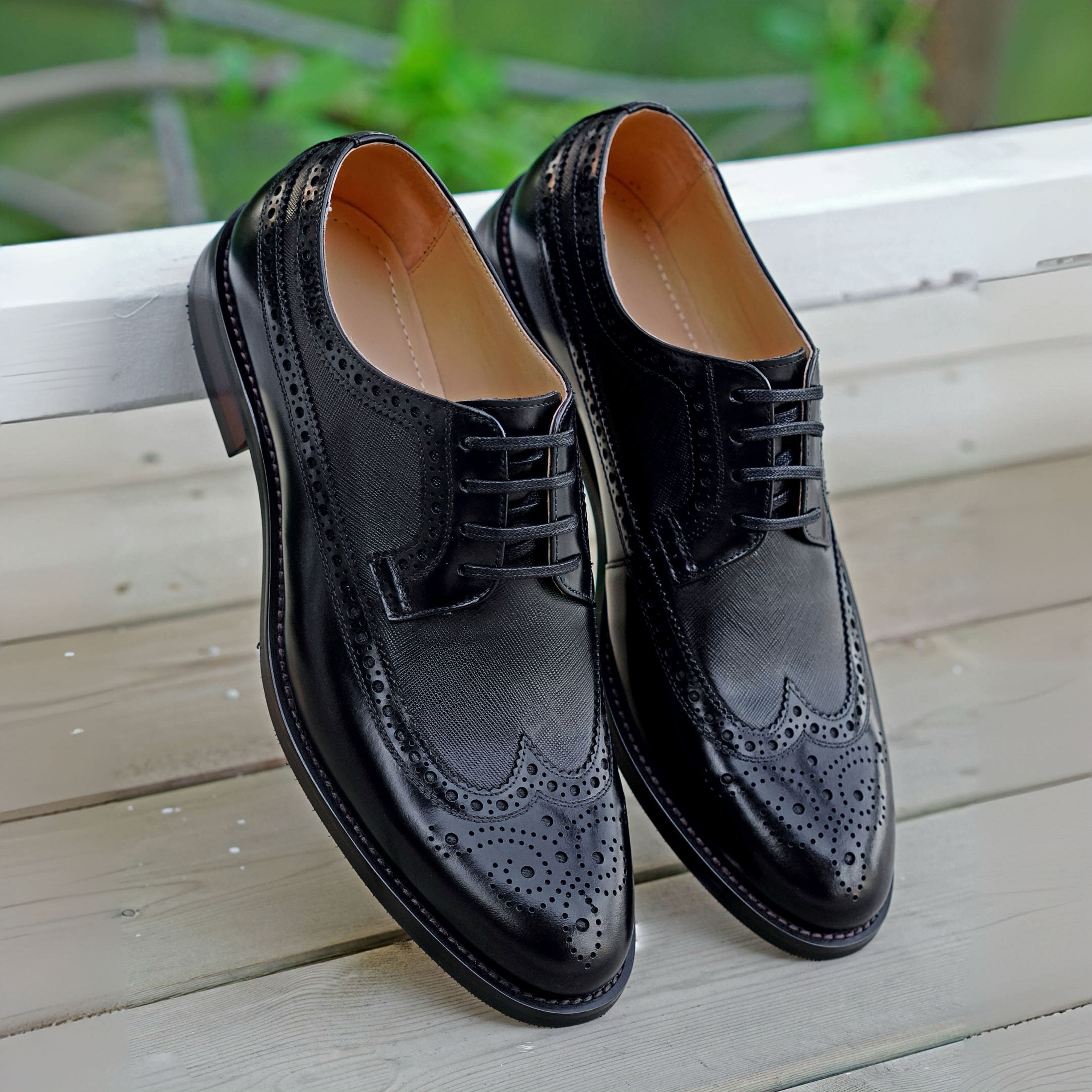 PAKERBONT Premium Leather Men's Genuine Leather Black Brown Derby Shoes PE926-B605