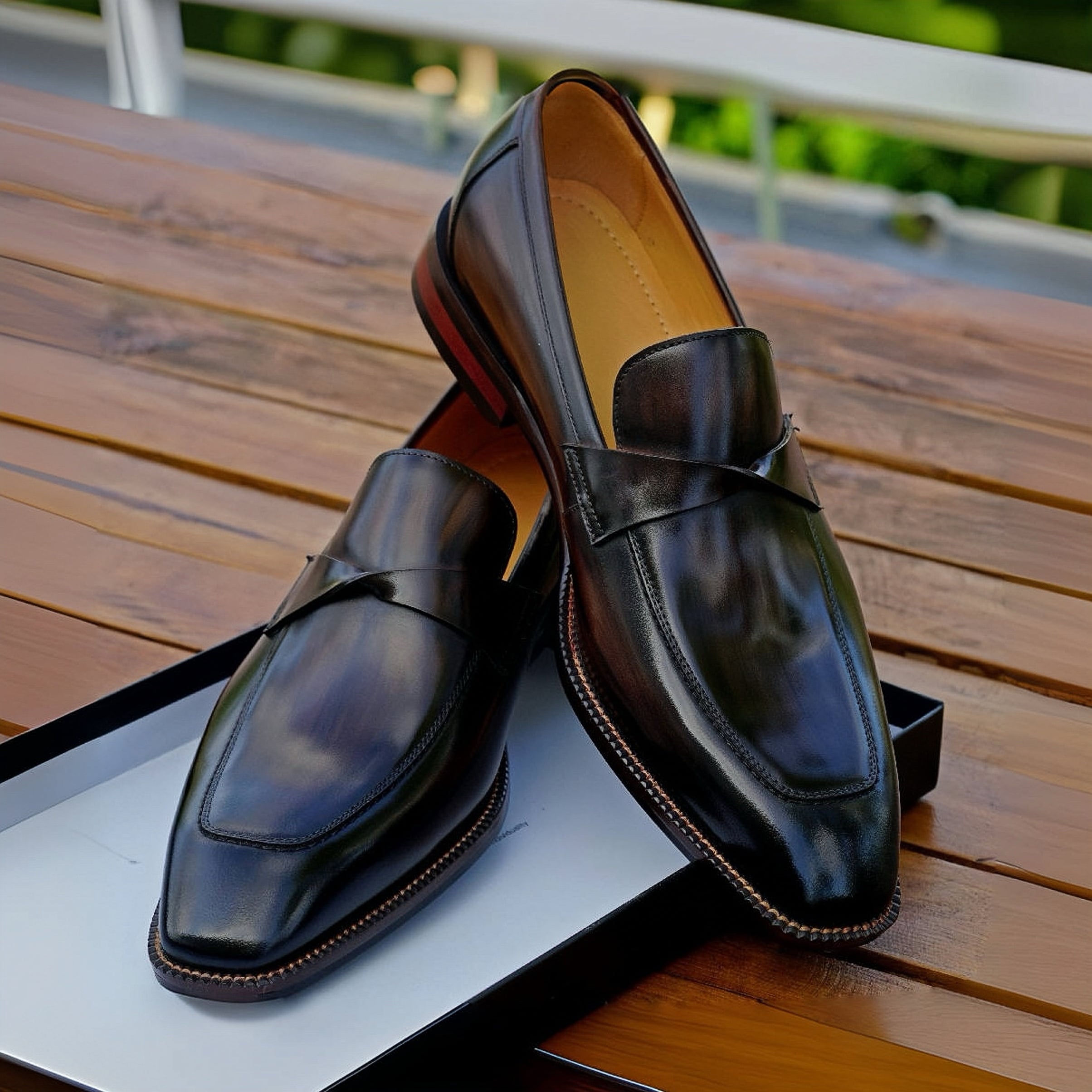 PAKERBONT Dark Brown Penny Loafers Men's Casual Handmade Leather Shoes  P30-B610