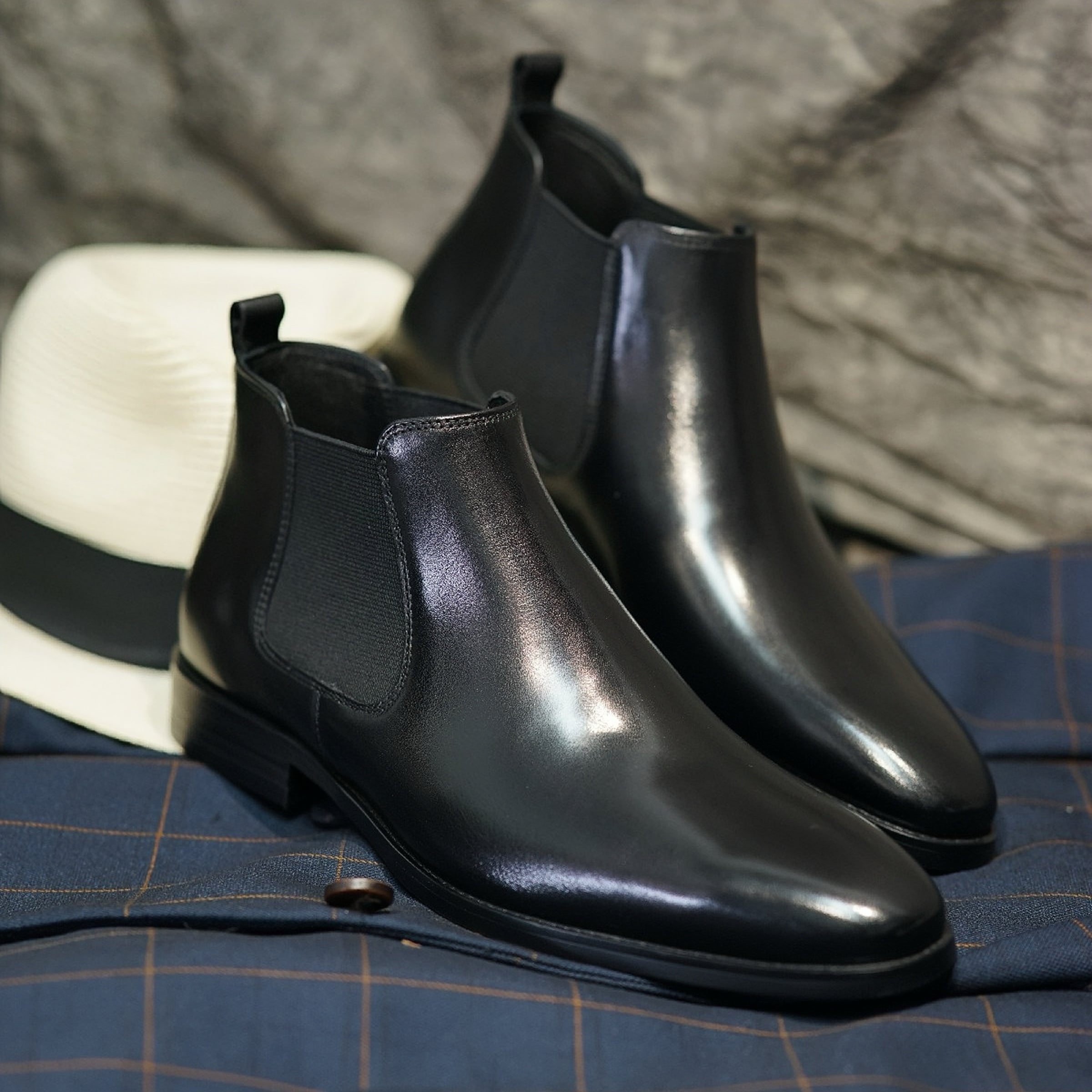 PAKERBONT Black Dark Brown Chelsea Boots Handmade Leather Shoes EX1-C6