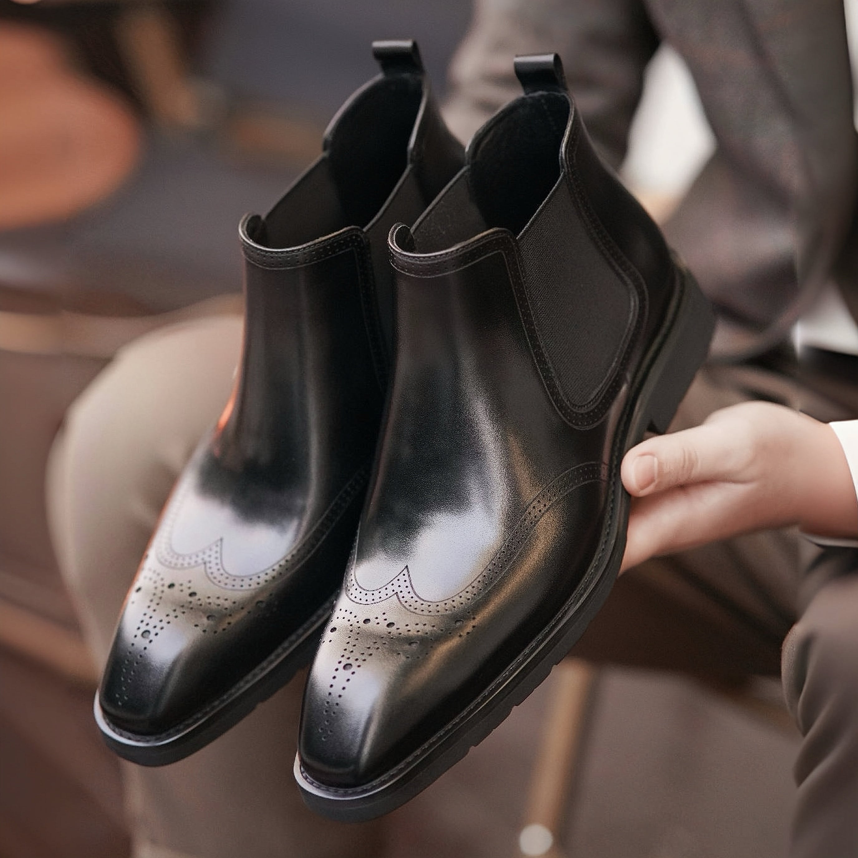 PAKERBONT Wingtip Casual British Style Genuine Calf Leather Boots XH461