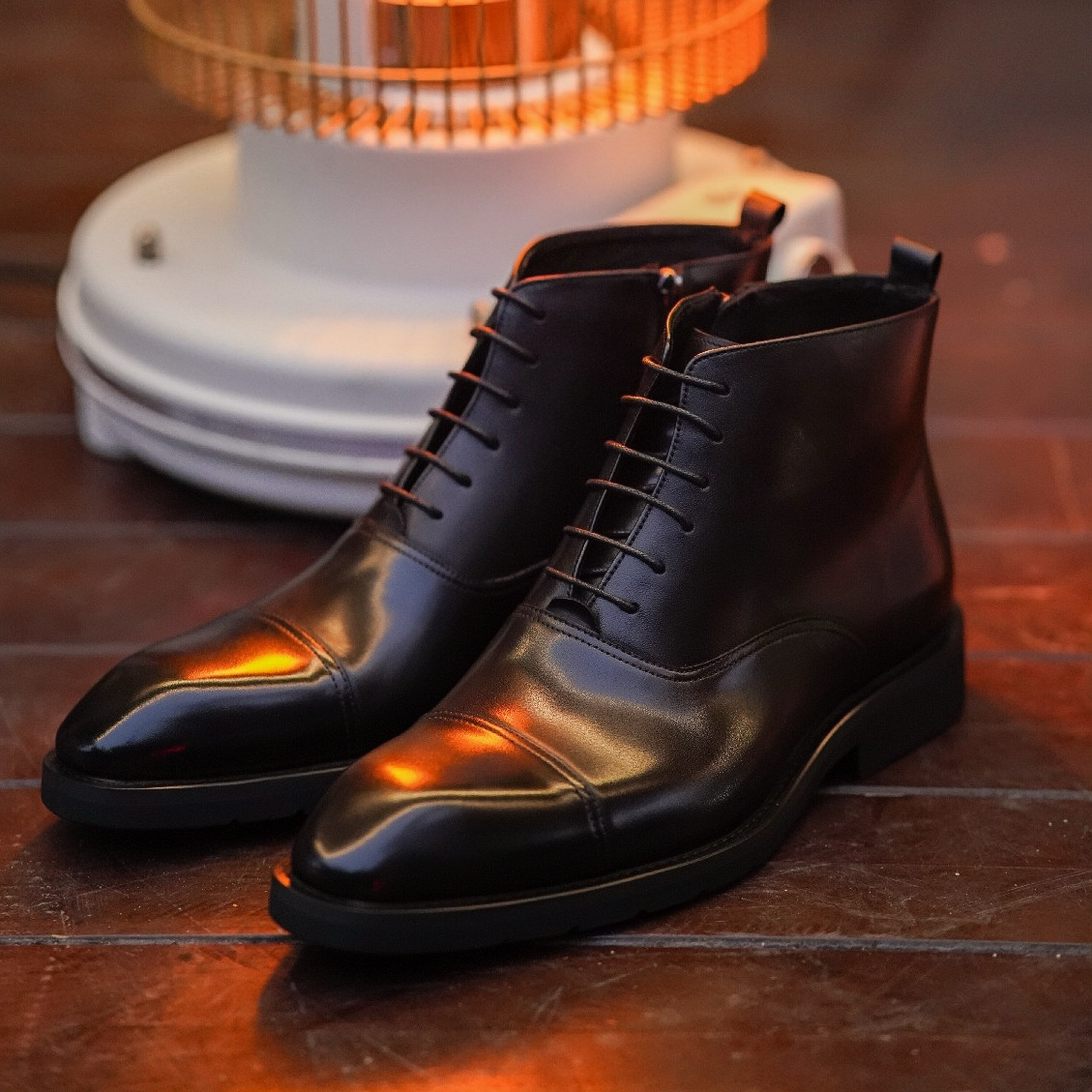 PAKERBONT Moc Toe Side Zip Lace-up Casual British Retro Style Genuine Leather Boots S61-1