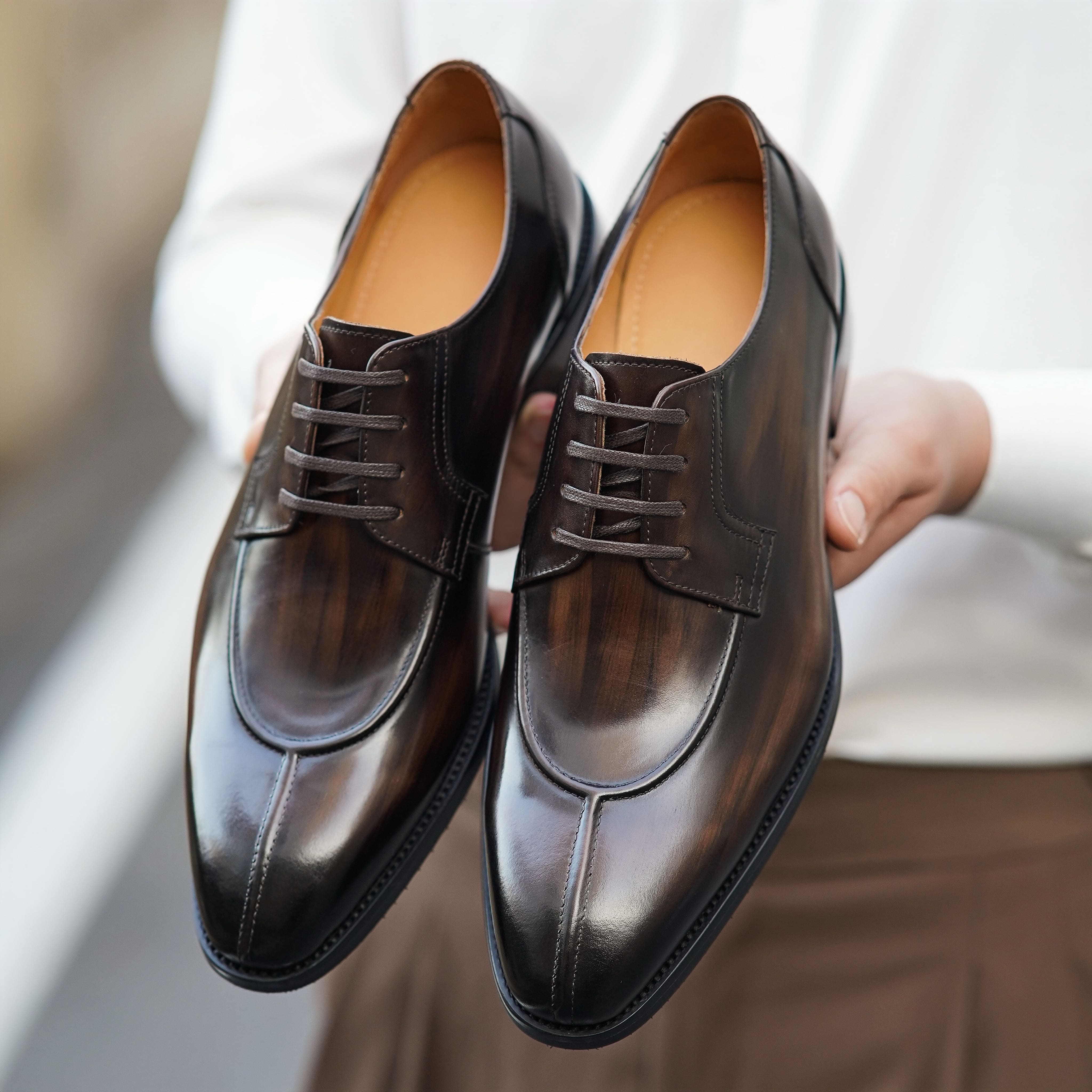 PAKERBONT Split Toe Derby Luxury Men's Genuine Handmade Leather Shoes G8-B523