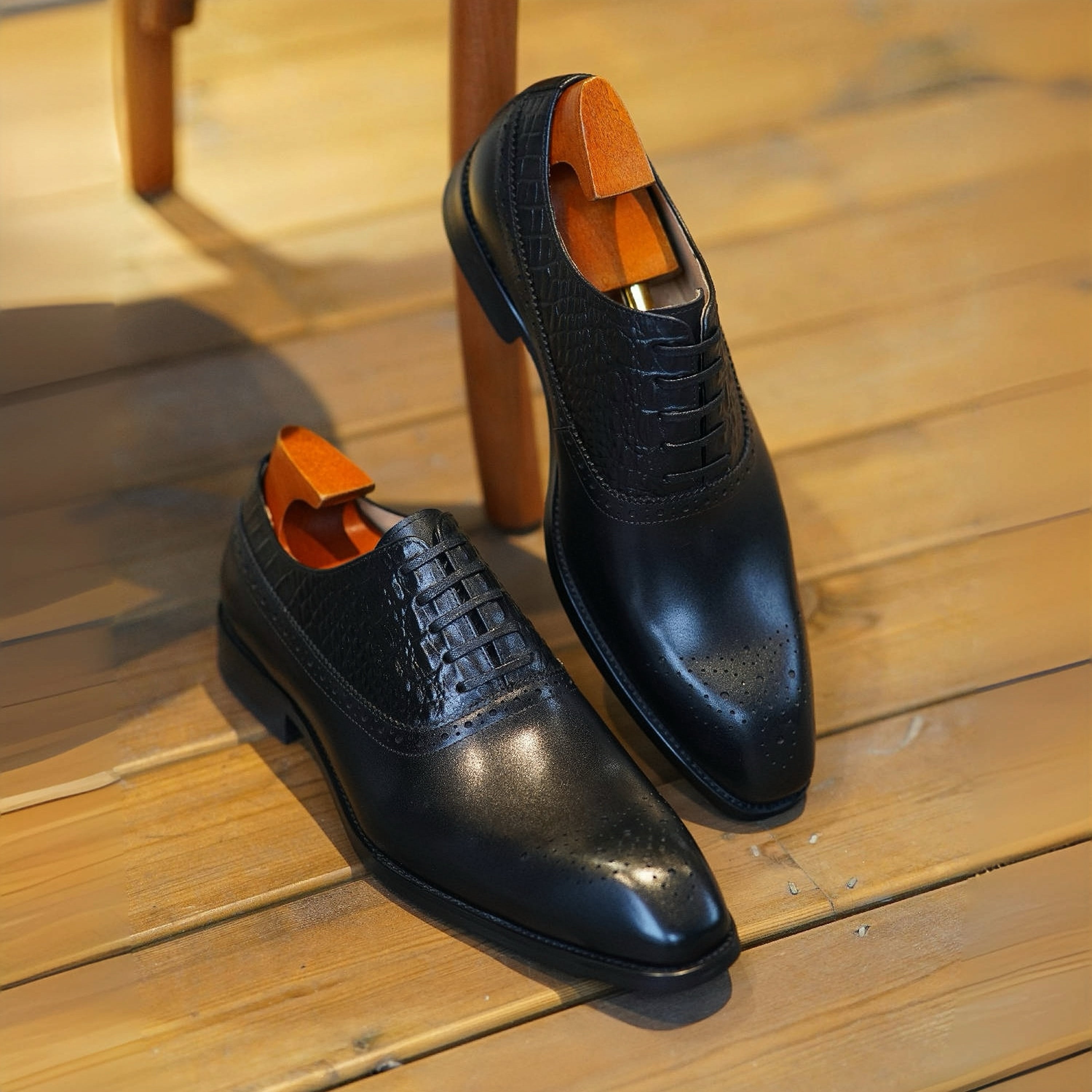 PAKERBONT Croco Oxford Classic Leather Men's Genuine Handmade Shoes F-QH5