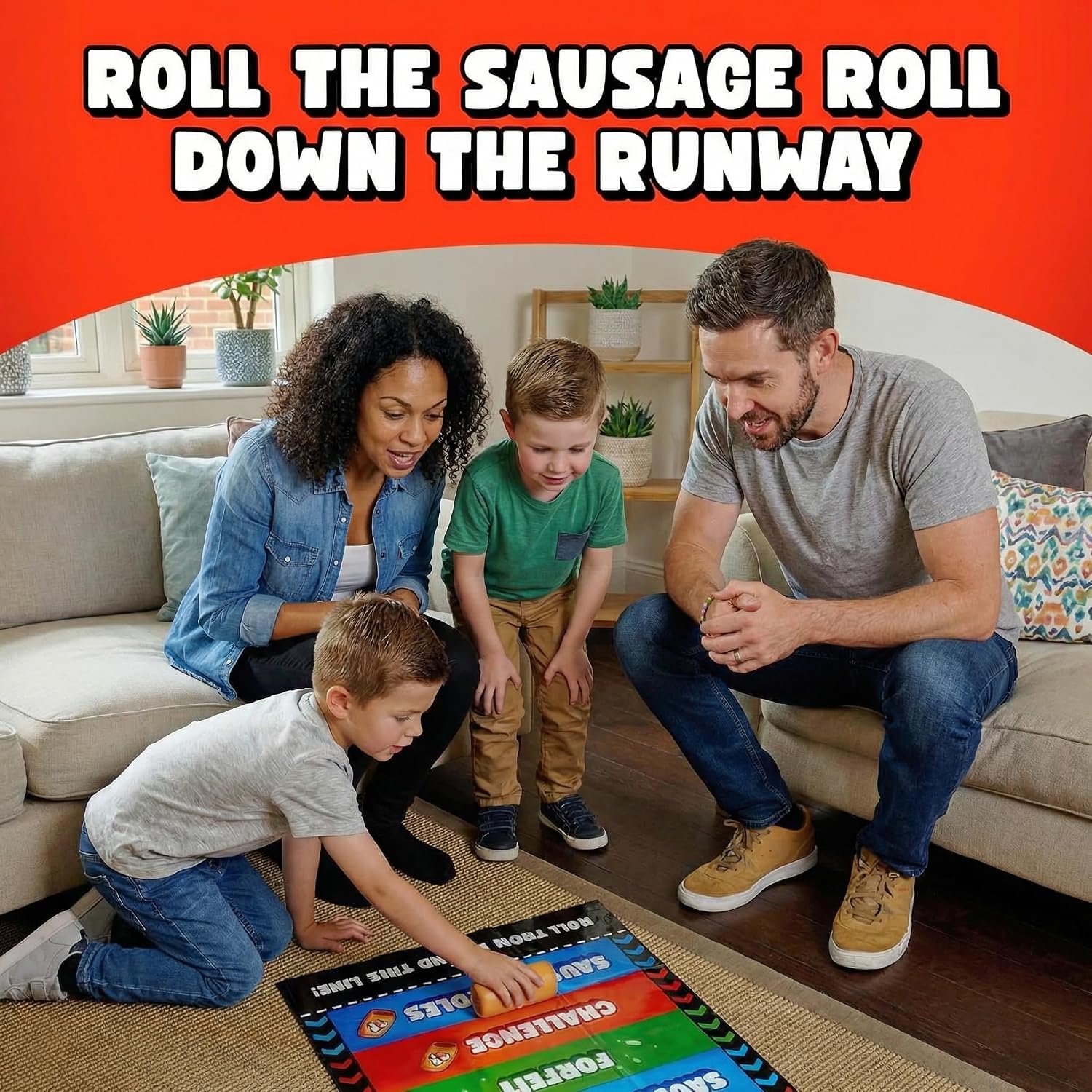 Sausage Roll Board Game - Silly Team Challenge for Kids, Teens & Adults