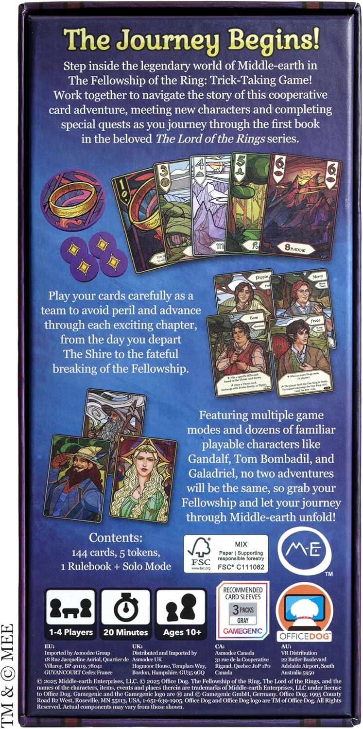 Asmodee The Lord of the Rings The Fellowship of the Ring Trick-Taking Game | A Cooperative Card Adventure! Strategy Game for Kids & Adults