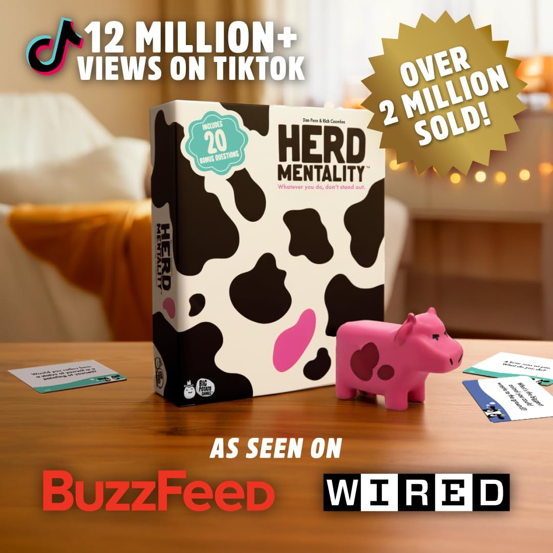 Herd Mentality Udderly Funny Family Board Game, Ages 10+ | Award-Winning Big Group Game