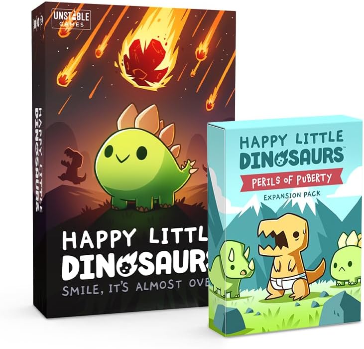 Unstable Games: Happy Little Dinosaurs Perils of Puberty Expansion Card Game - Great for Family Game Night