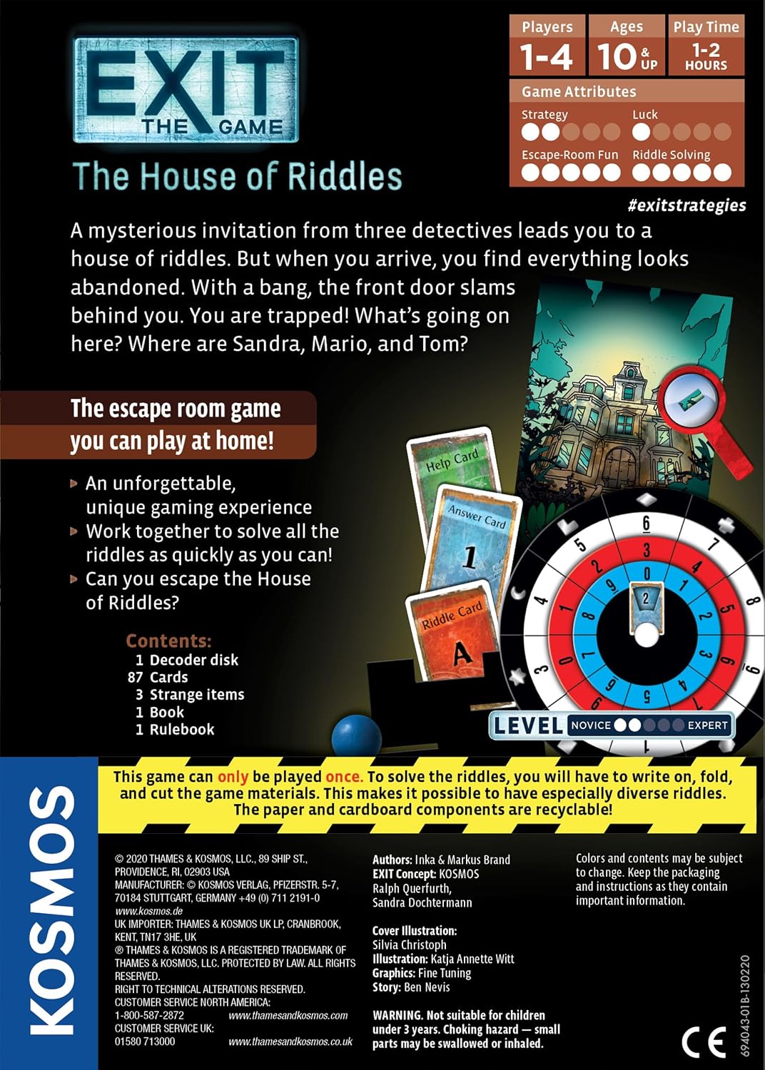 The House of Riddles | Exit: The Game - A Kosmos Game from Thames & Kosmos | Family-Friendly, Card-Based At-Home Escape Room Experience for 1 To 4 Players