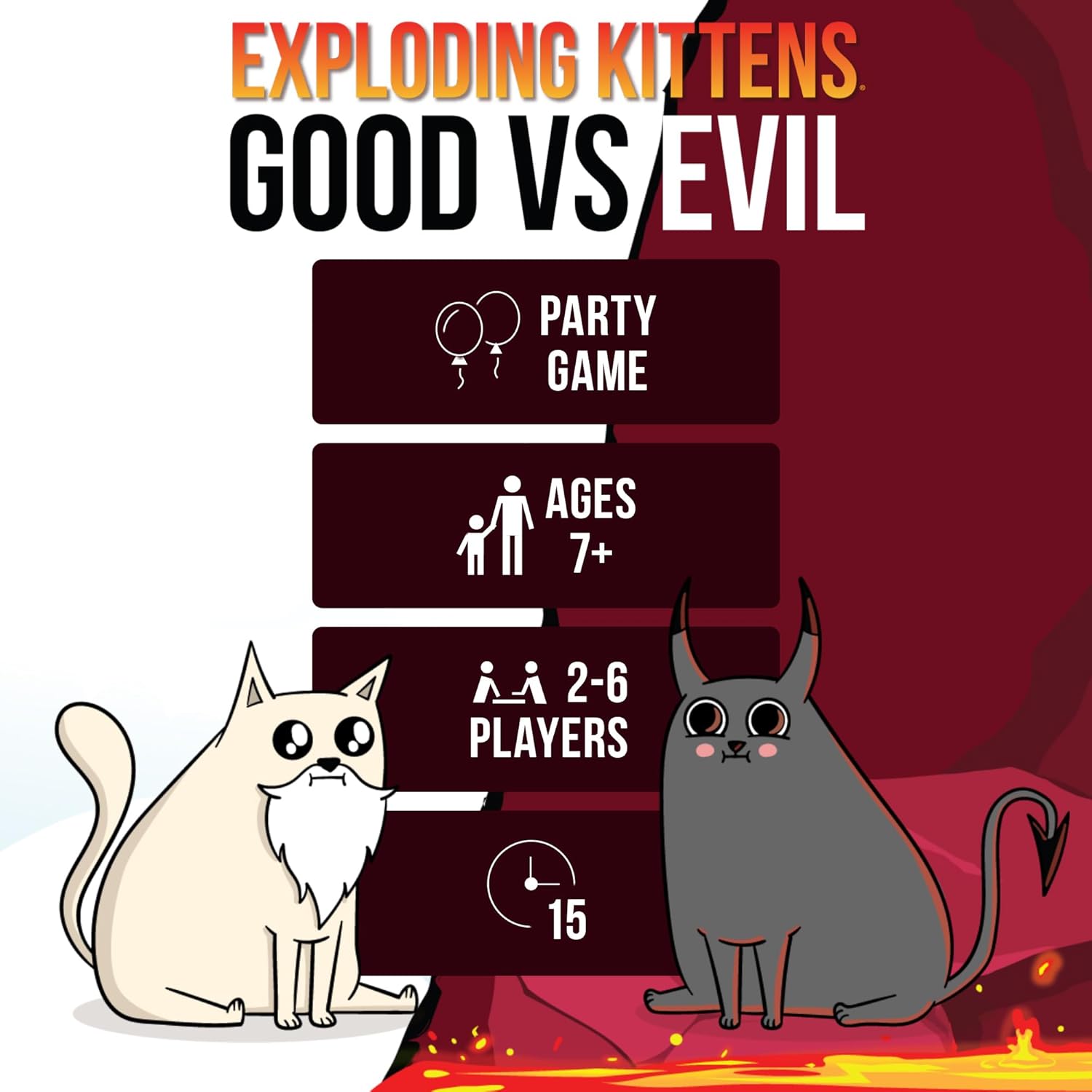 Exploding Kittens Good vs. Evil, 2-5 Players, Age 7+ Card Game | Inspired by the Netflix show