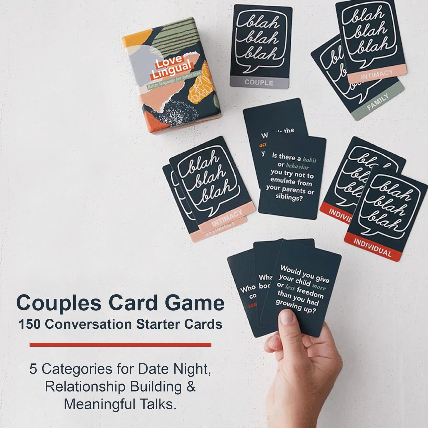FLUYTCO Love Lingual: The Original Couples Card Game | 150 Conversation Starter Cards for Date Night, Deeper Connection