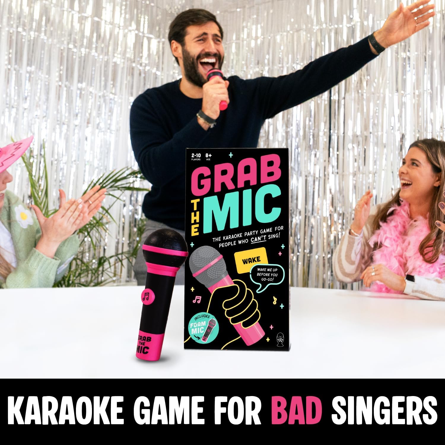 Grab The Mic - Award Winning Karaoke Party Game for Bad Singers w Foam Mic