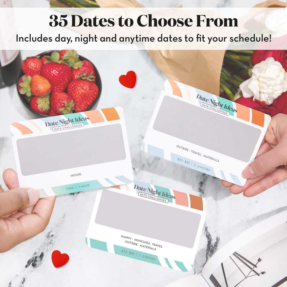 35 Scratch Off Date Night Ideas, Couples Gifts for Him, Her, Girlfriend, Boyfriend, Wife or Husband - Women or Men Anniversary Card Game