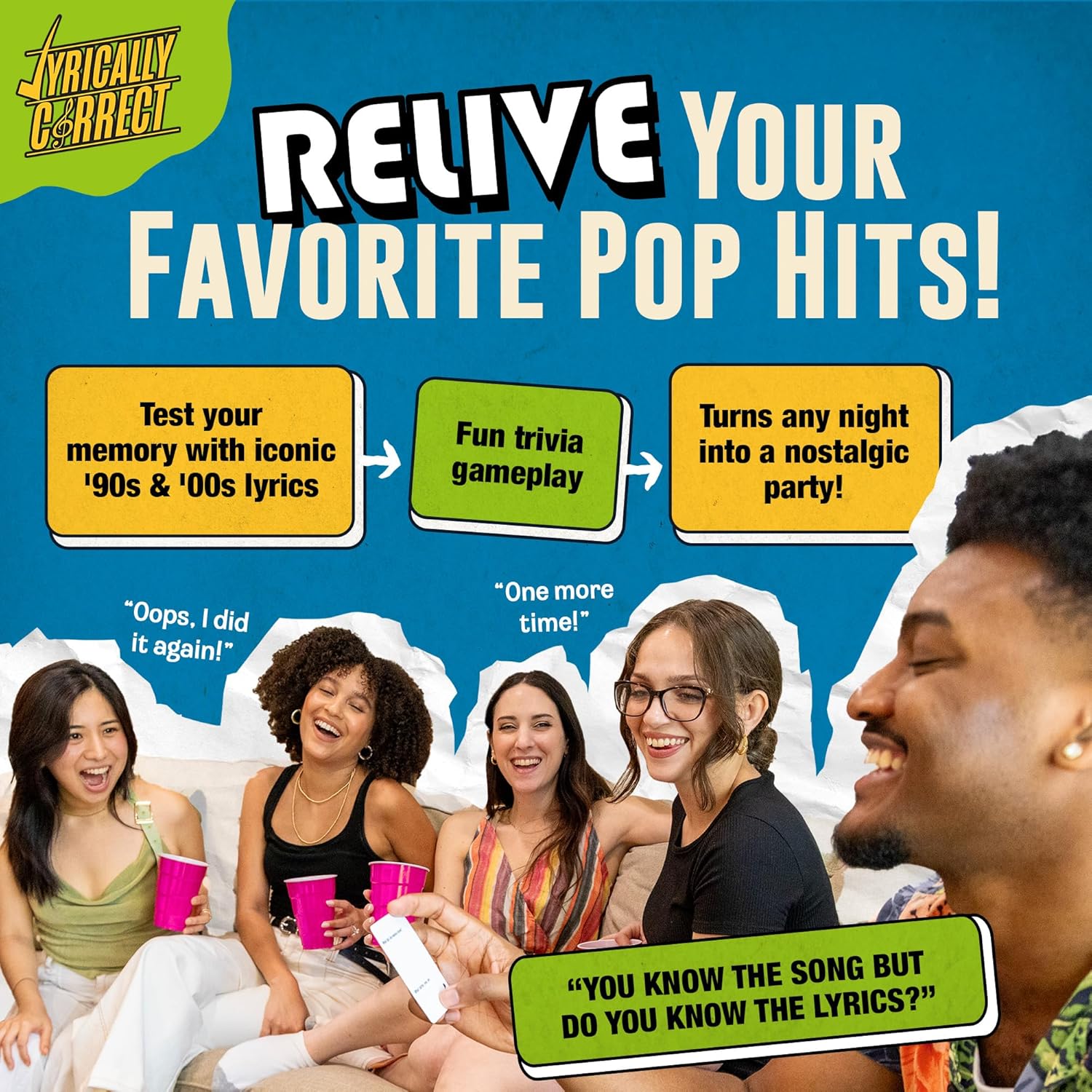 Lyrically Correct '90s & 2000s Pop Edition – Music Trivia Family Card Game