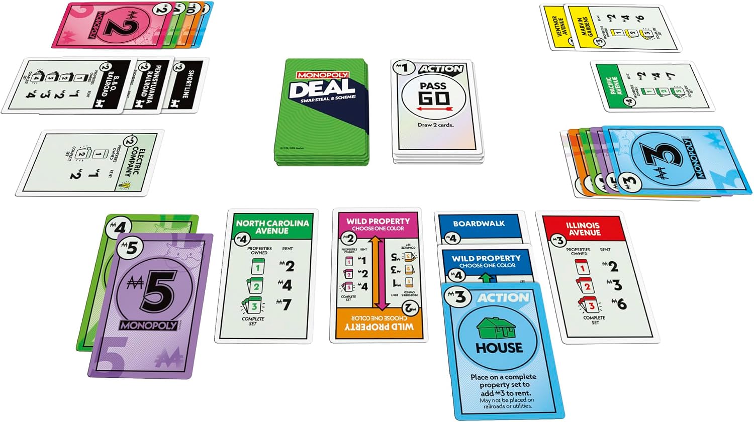 Monopoly Deal Card Game | Ages 8+ | 2-5 Players | 15 Mins. | Fun Family Games for Kids, Teens, and Adults | Travel Games (Amazon Exclusive)