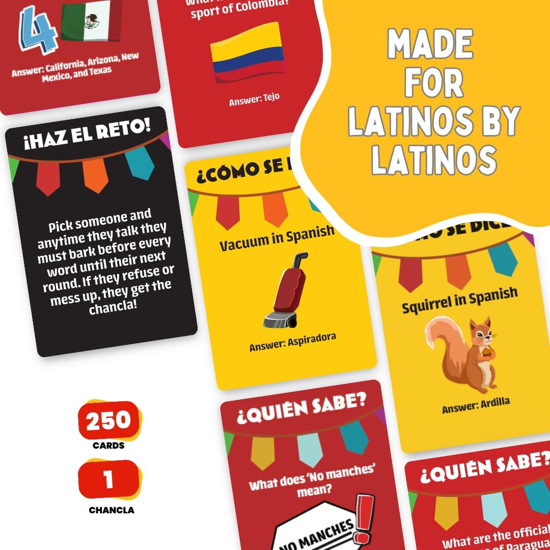 Viral Studios ¿Cómo Se Dice? – Hilarious Spanish Party Card Game, “Chancla” Included | Funny Latino Game for Families & Adults Game Night | Spanish Trivia for No Sabo Kids