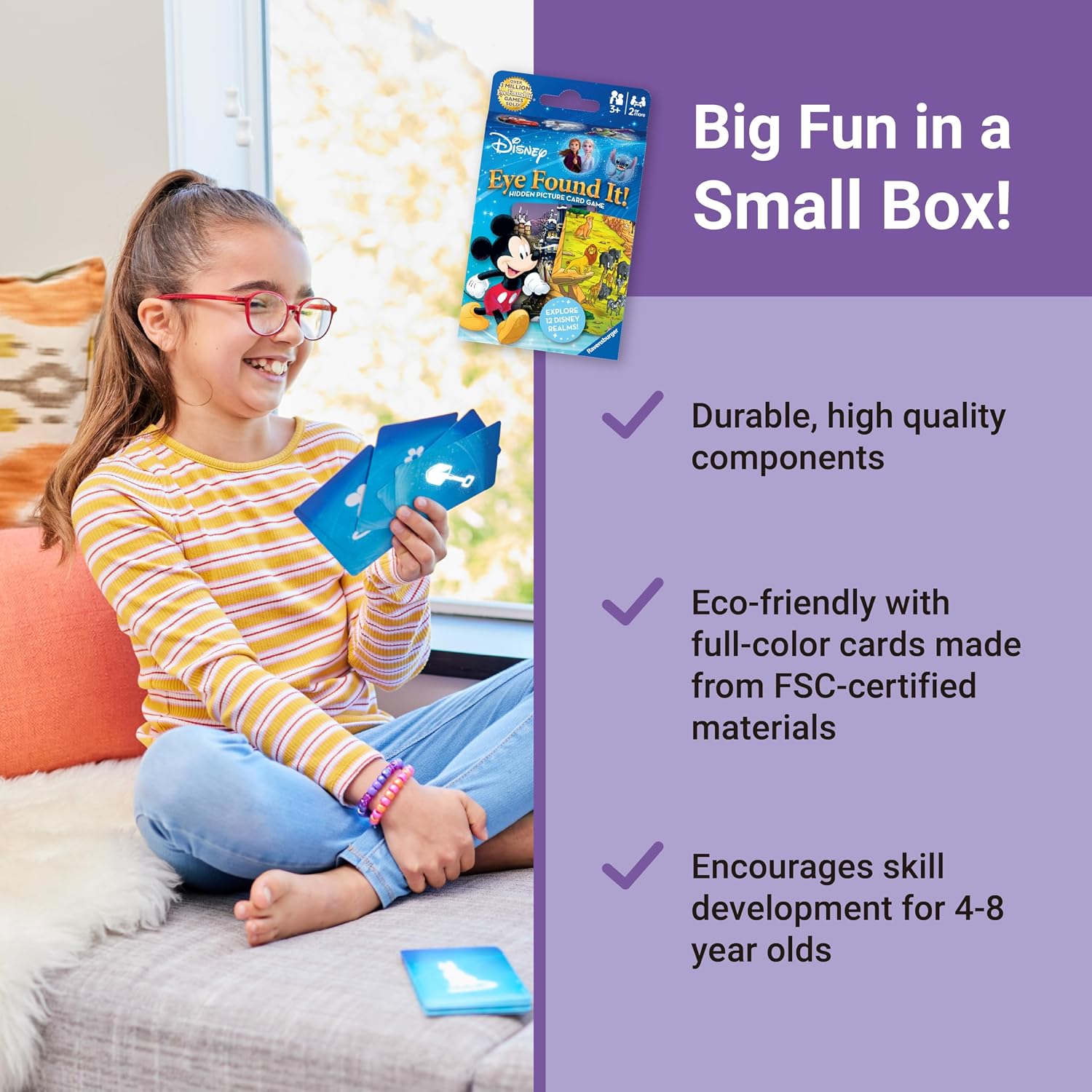 Ravensburger Eye Found It! World of Disney Card Game - Fun and Educational Spot It for Toddlers