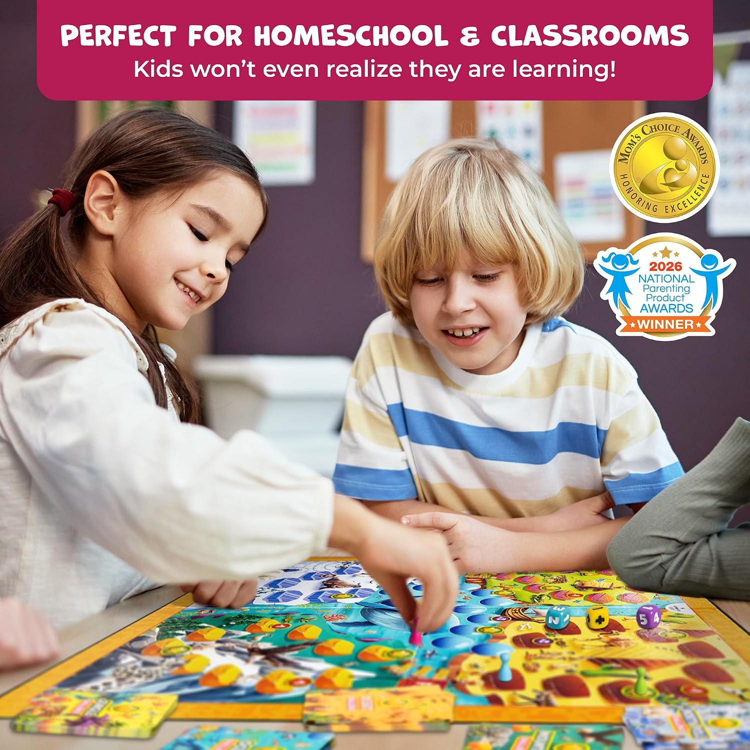 Number Hunter Math Board Game for Kids 5-7, 1st Grade & Kindergarten
