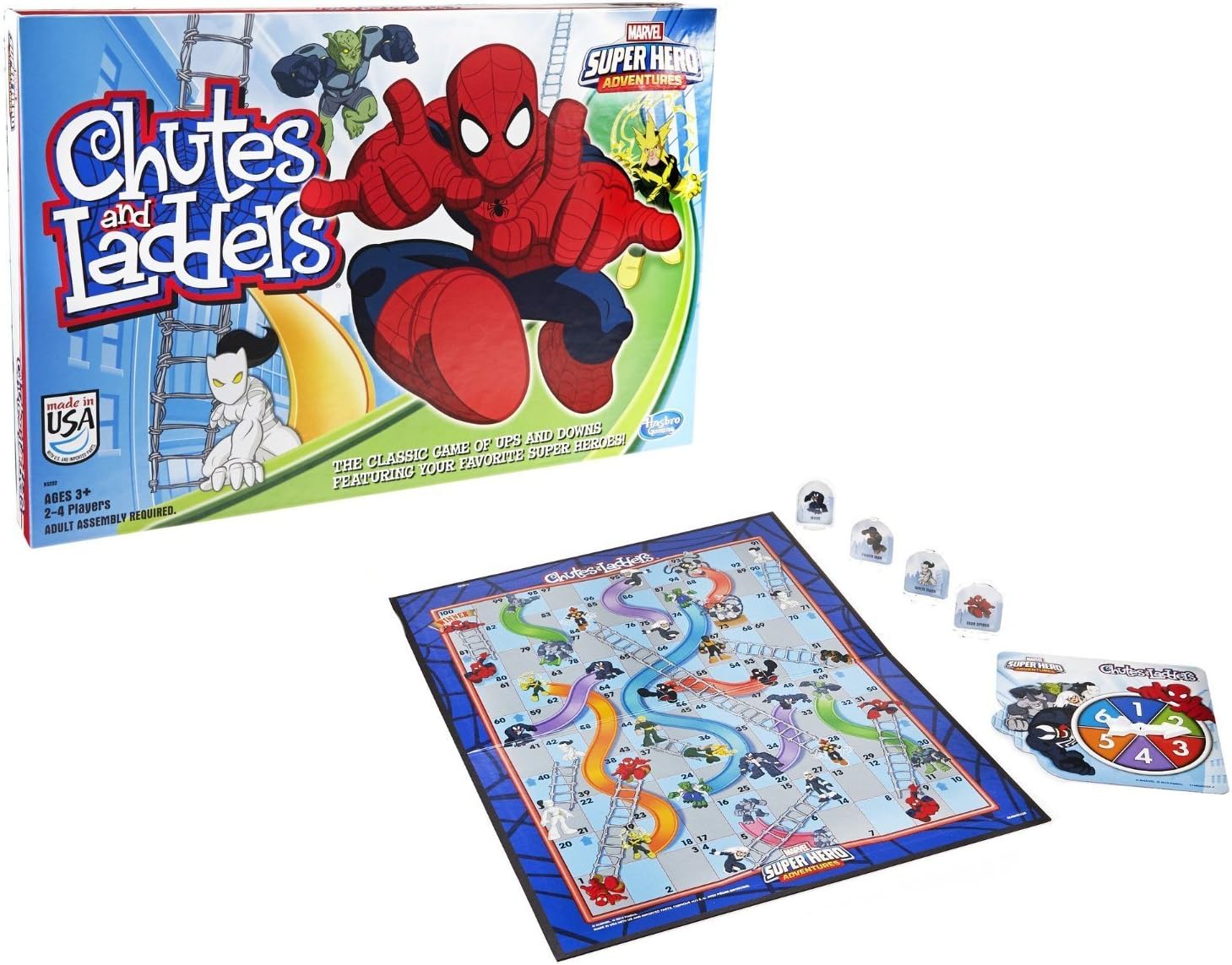 Chutes and Ladders: Marvel Spider-Man Edition Board Game for Kids 2-4 Players, Preschool Games, Easter Gifts for Boys and Girls, Ages 3 and Up (Amazon Exclusive)