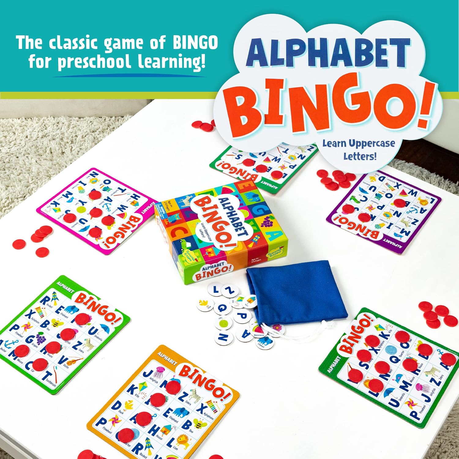 Peaceable Kingdom Alphabet Bingo! Letter Learning Educational Board Game