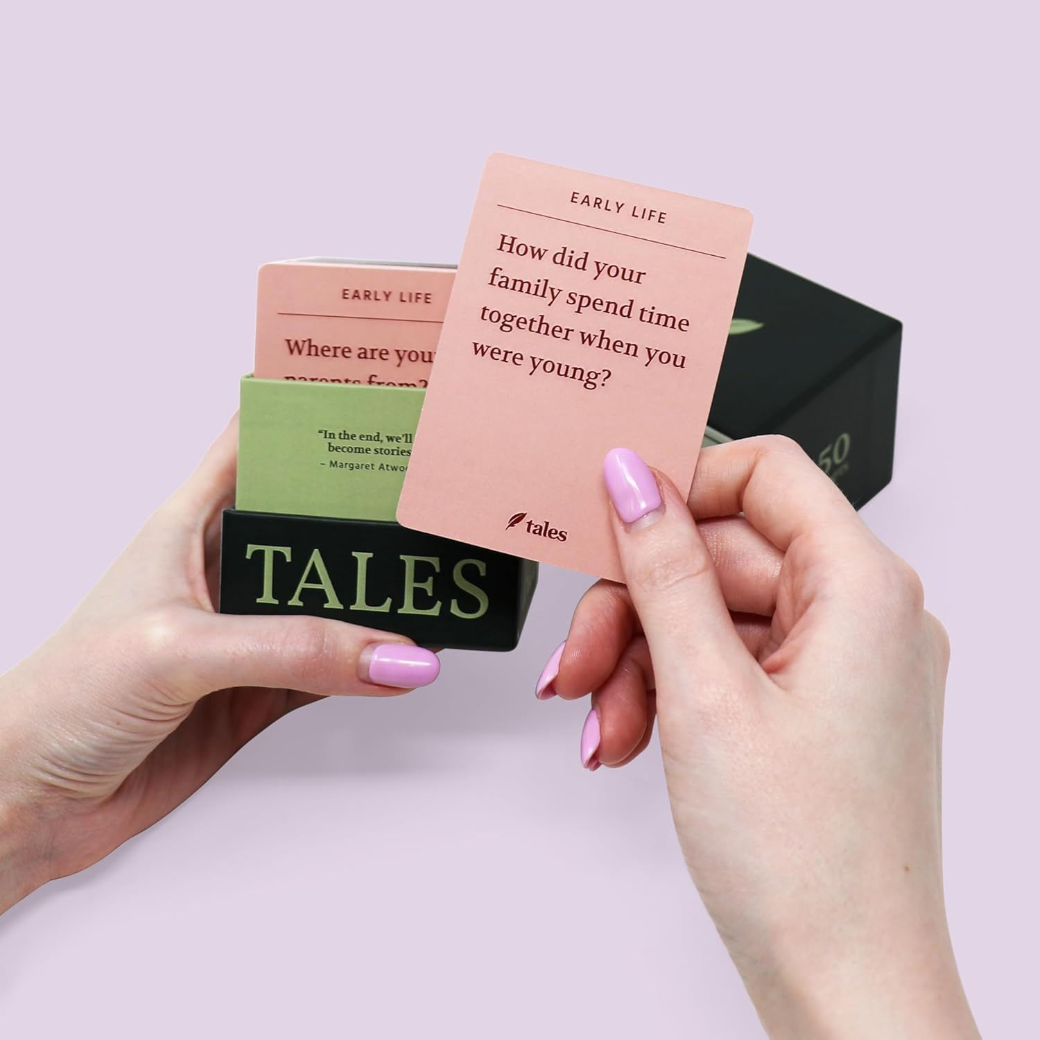 TALES 150 Conversation Cards, Perfect for Dinners, Road Trips, Classrooms & Game Nights, Gifts & Gatherings, Conversation Starters to Spark Creativity (Life Story Original)