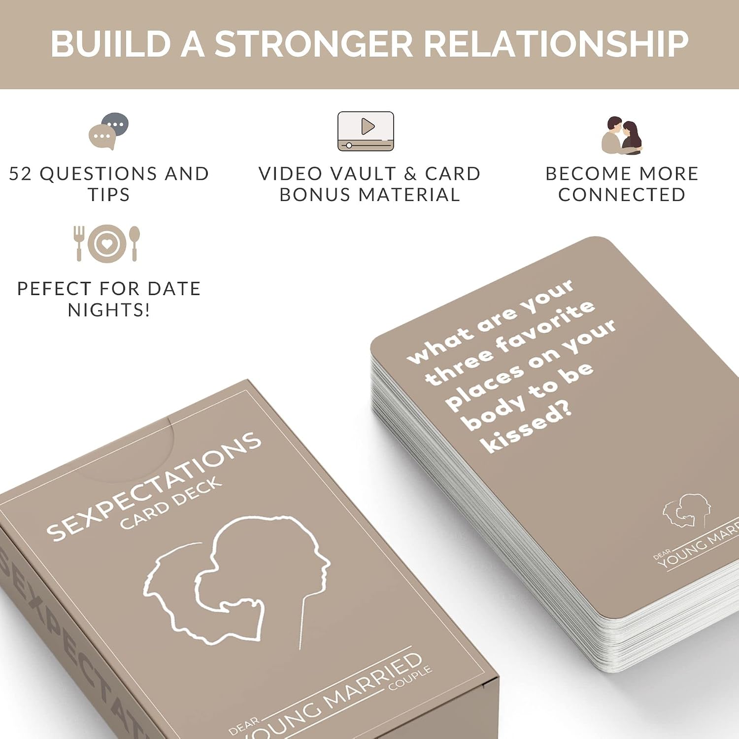 SEXPECTATIONS Card Deck - Conversation Starters for Couples - 52 Questions on Intimacy - Fun Marriage Road Trip Cards Game