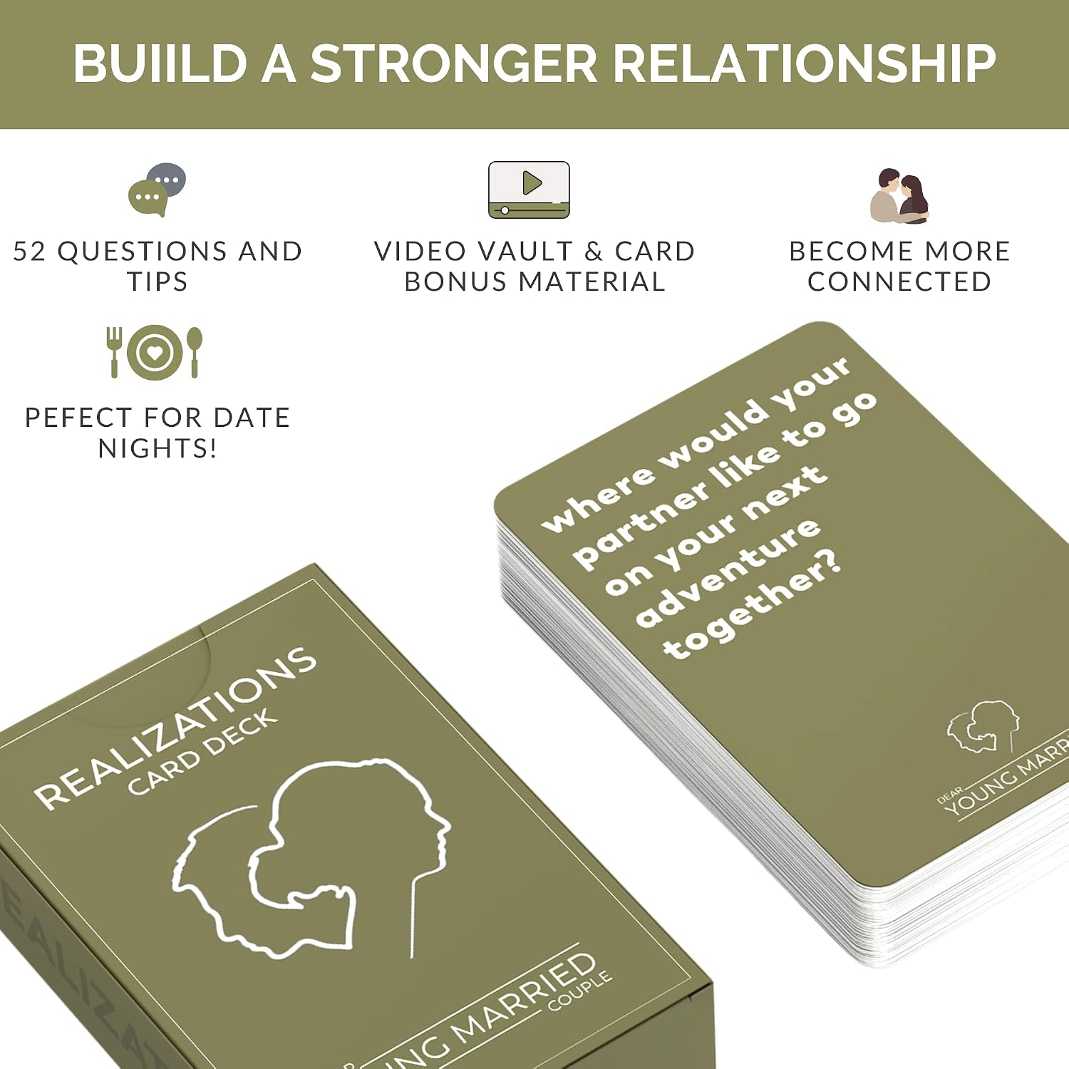 REALIZATIONS Couples Card Game – 52 Conversation Starter Cards for Couples