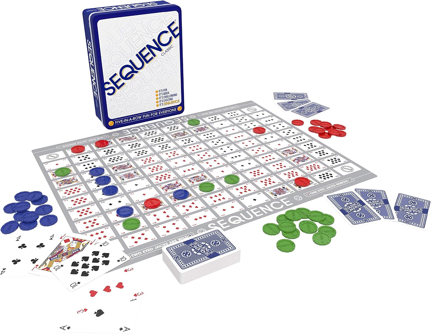 Sequence - Five-in-a-Row Fun for Everyone by Jax, White, 2-12 Players