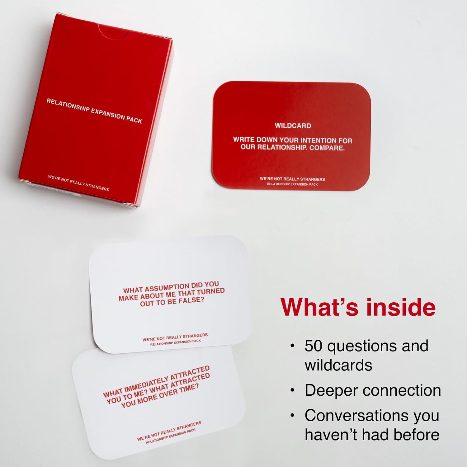 WE'RE NOT REALLY STRANGERS Relationship Expansion Pack - A Conversational Adult Card Game For Couples, 54 Questions and Wildcards