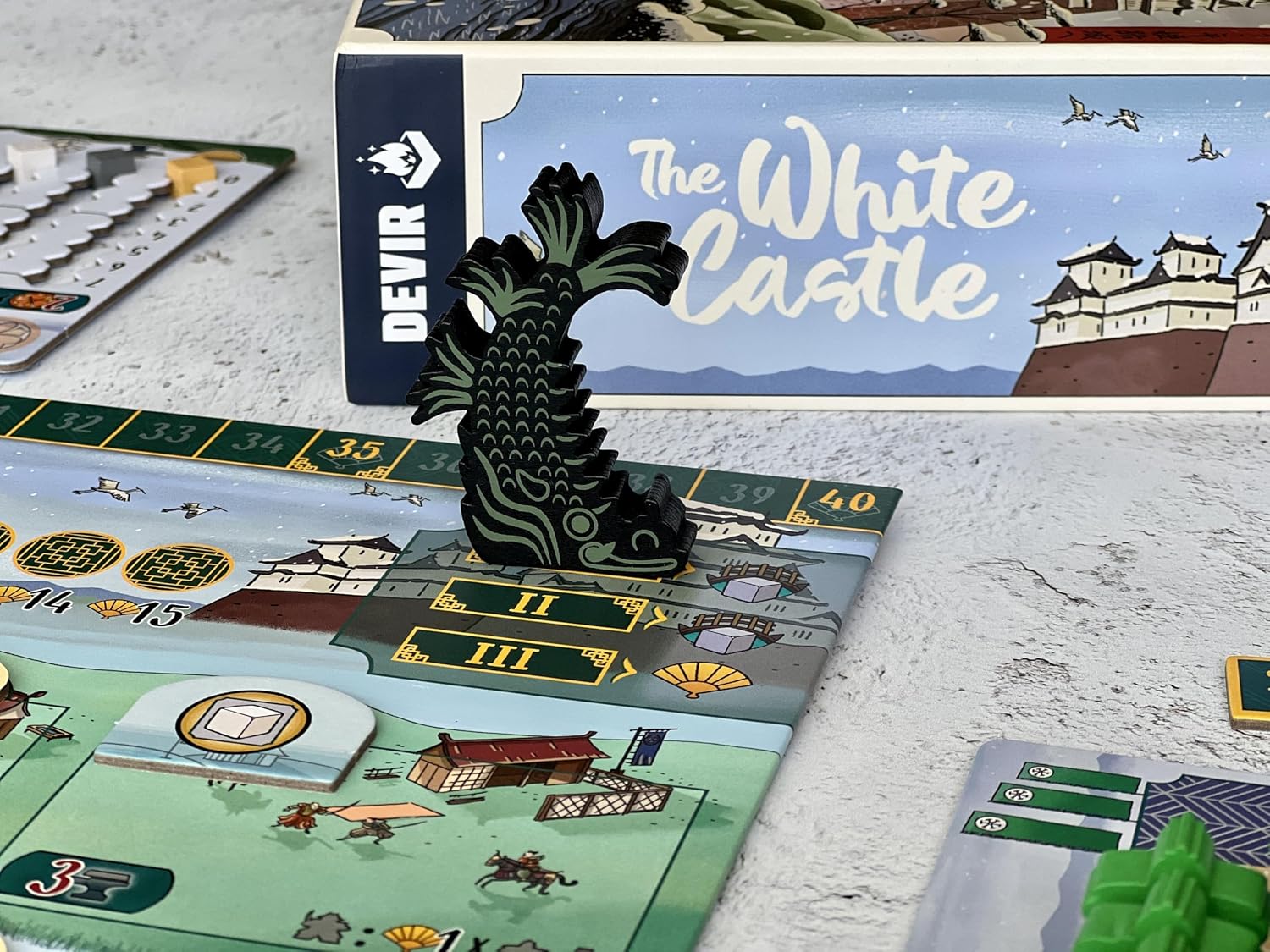 Devir - The White Castle, Strategy Board Game, Eurogame Set in Feudal Japan, Worker Placement & Dice Placement, Ages 12+, 1-4 Players, Multi-Language
