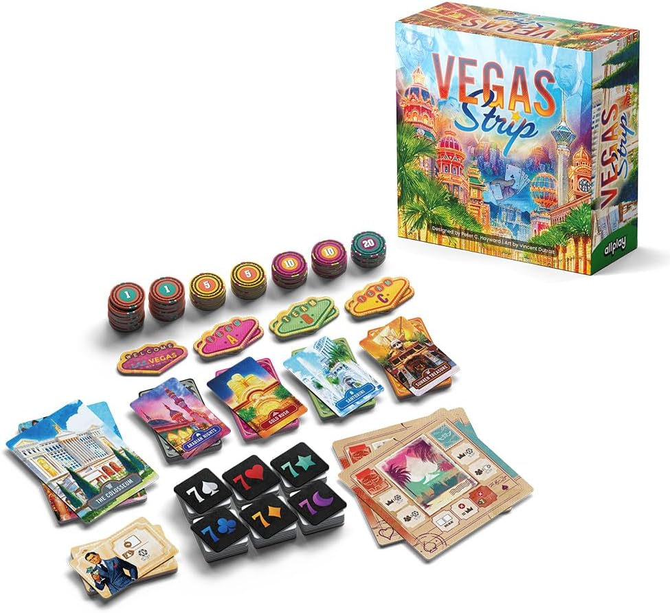 Allplay Vegas Strip Board Game - Bluffing and Deduction for 2-6 Players, Unique Casino Powers, Ages 11+, Small Box Big Game Series