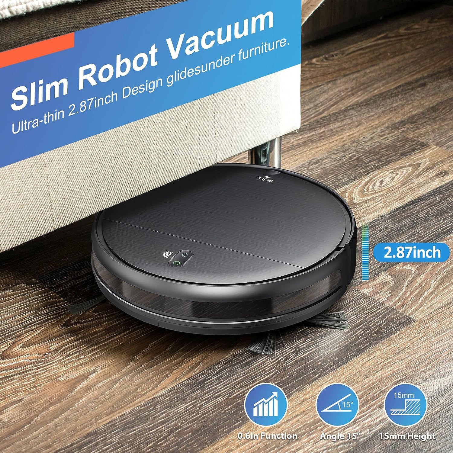 ONSON BR151 robotic vacuum cleaner 1400Pa with Mop Function, 2-in-1,WiFi, 120 Minutes Runtime,Robot Vacuum Cleaner for Carpets, Pet Hair, Hard Floors