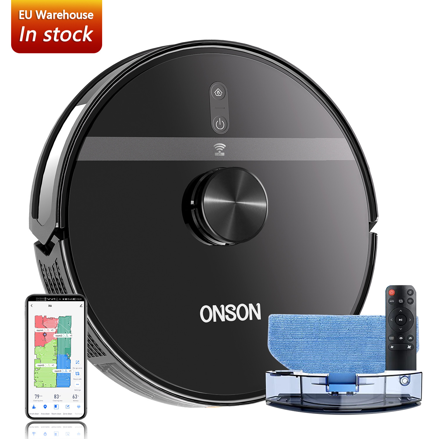 ONSON X6 robotic vacuum cleaner 4000Pa Self-Emptying And Self-Cleaning LDS Navigation System WiFi, 120 Minutes Runtime,Robot Vacuum Cleaner for Carpets, Pet Hair, Hard Floors