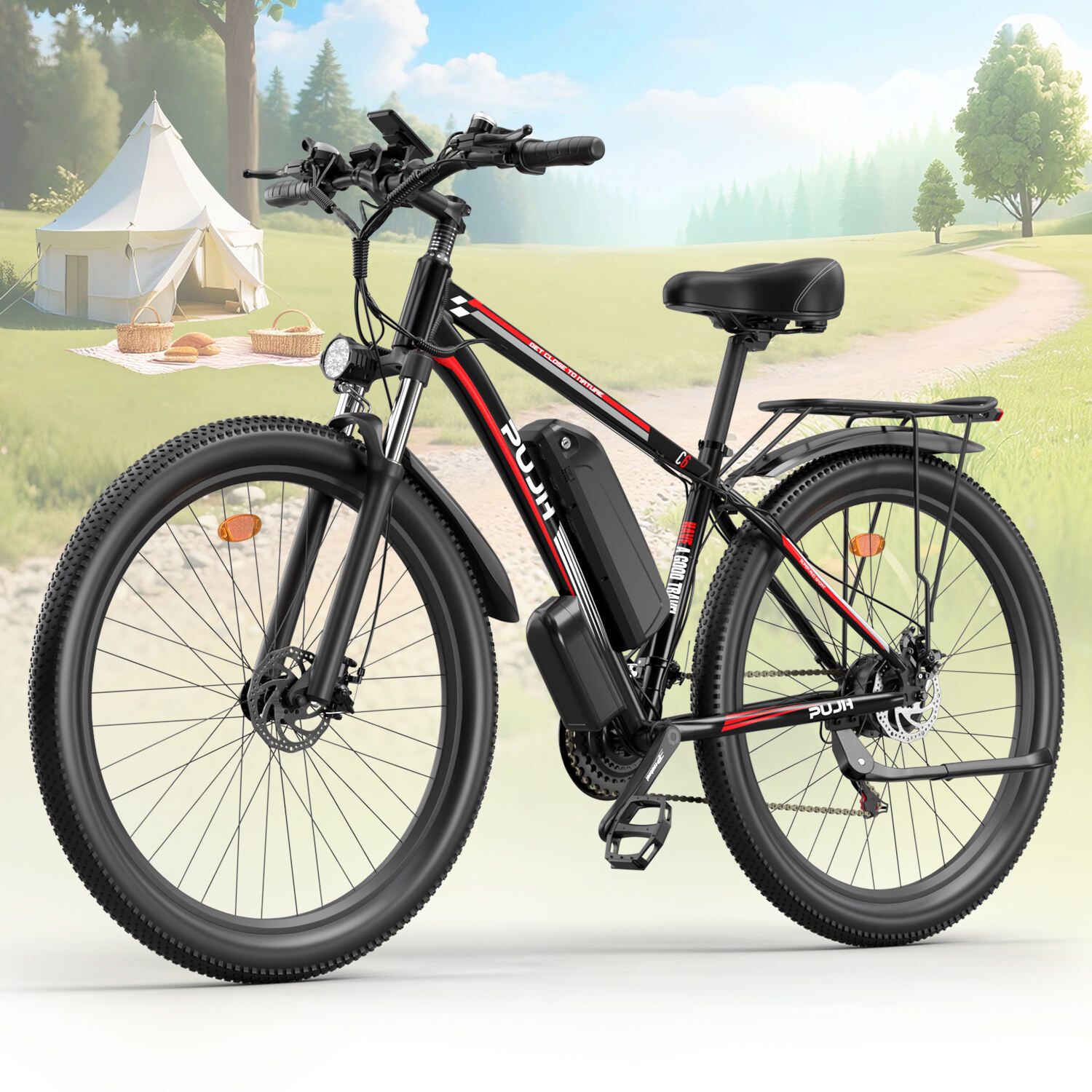 Electric Bike, 48V 17.5Ah(768Wh) Peak 1500W 29'' Ebike for Adult, Max 28-32 mph & 30-80 Miles Electric Bicycle with Disc Brakes, 21 Speed, Front Suspension Off Road Mountain E Bike for Men